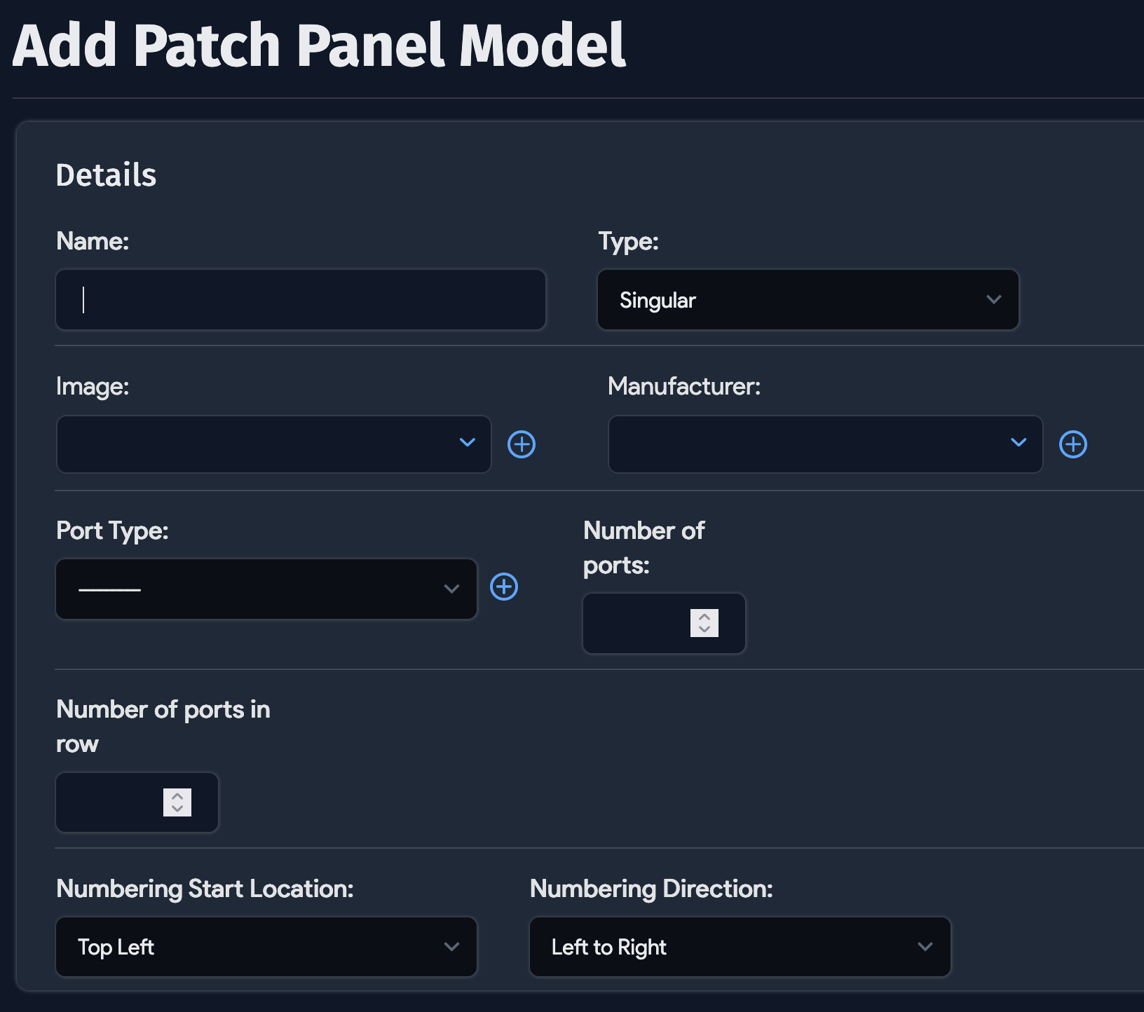 Ports and properties based on the patch panel model