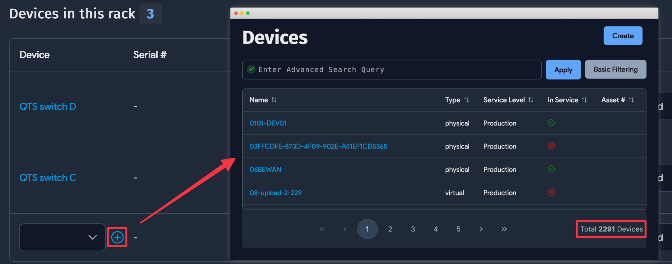 Devices outside the rack