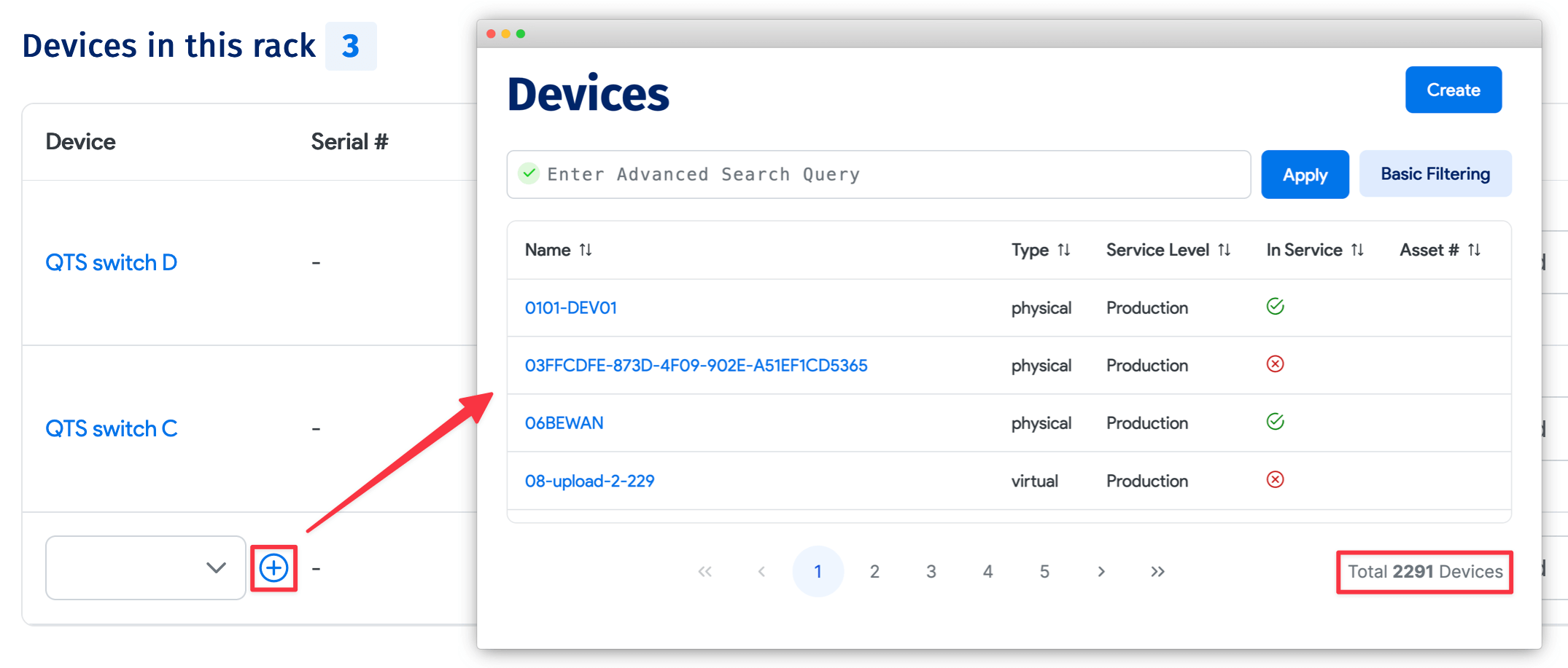 Devices outside the rack