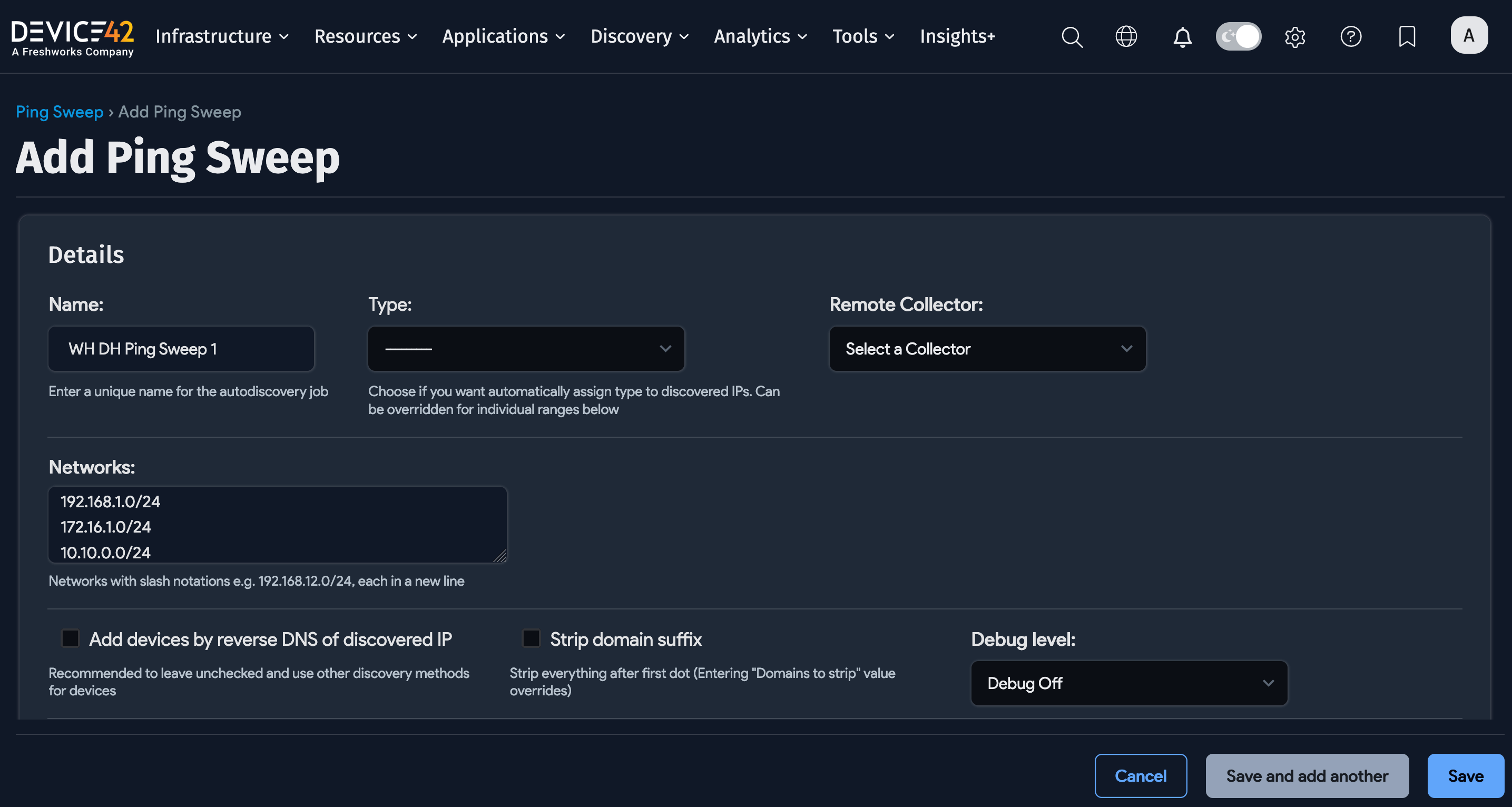 Add new ping sweep job
