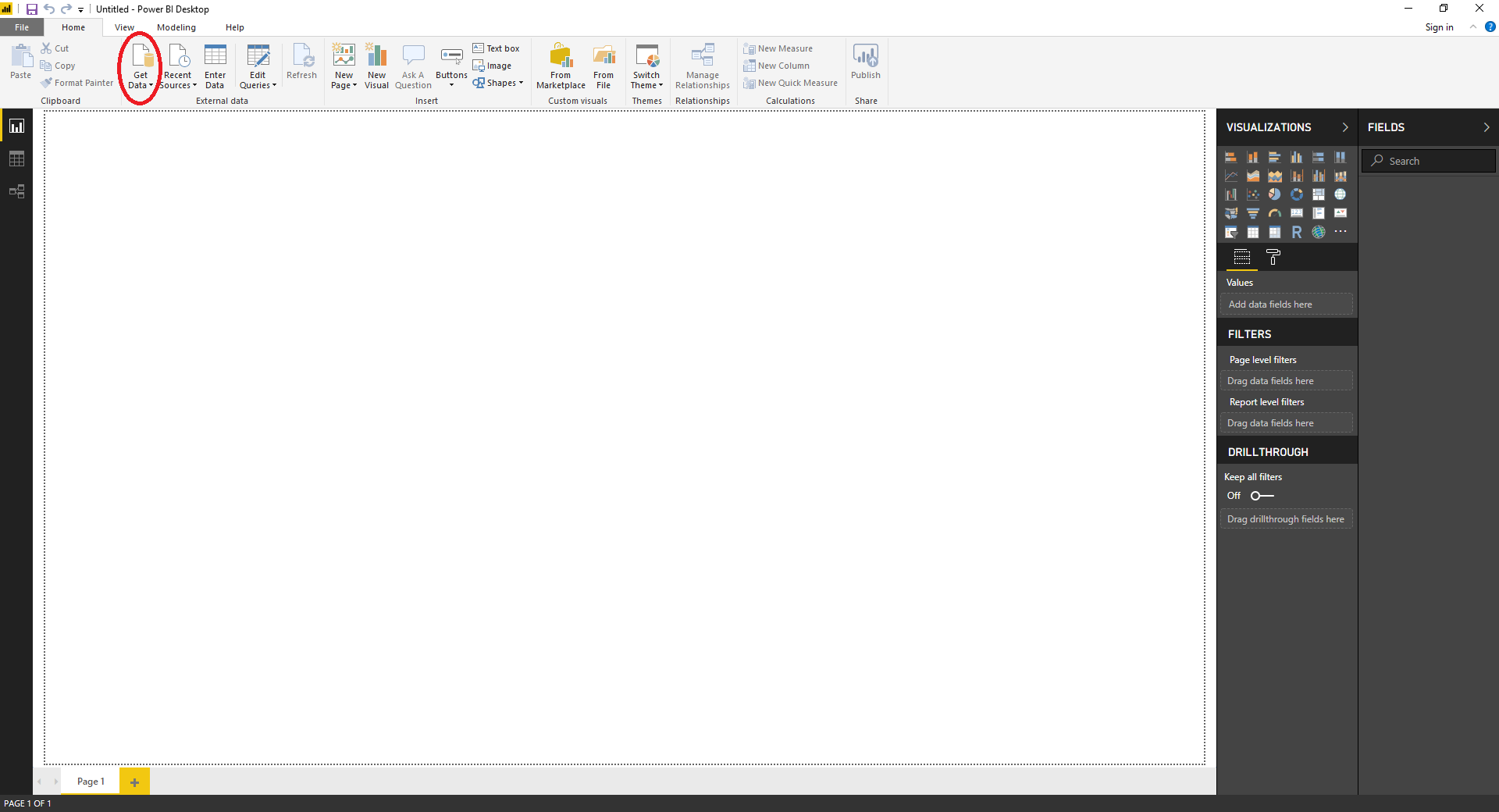 PowerBI Get Data button