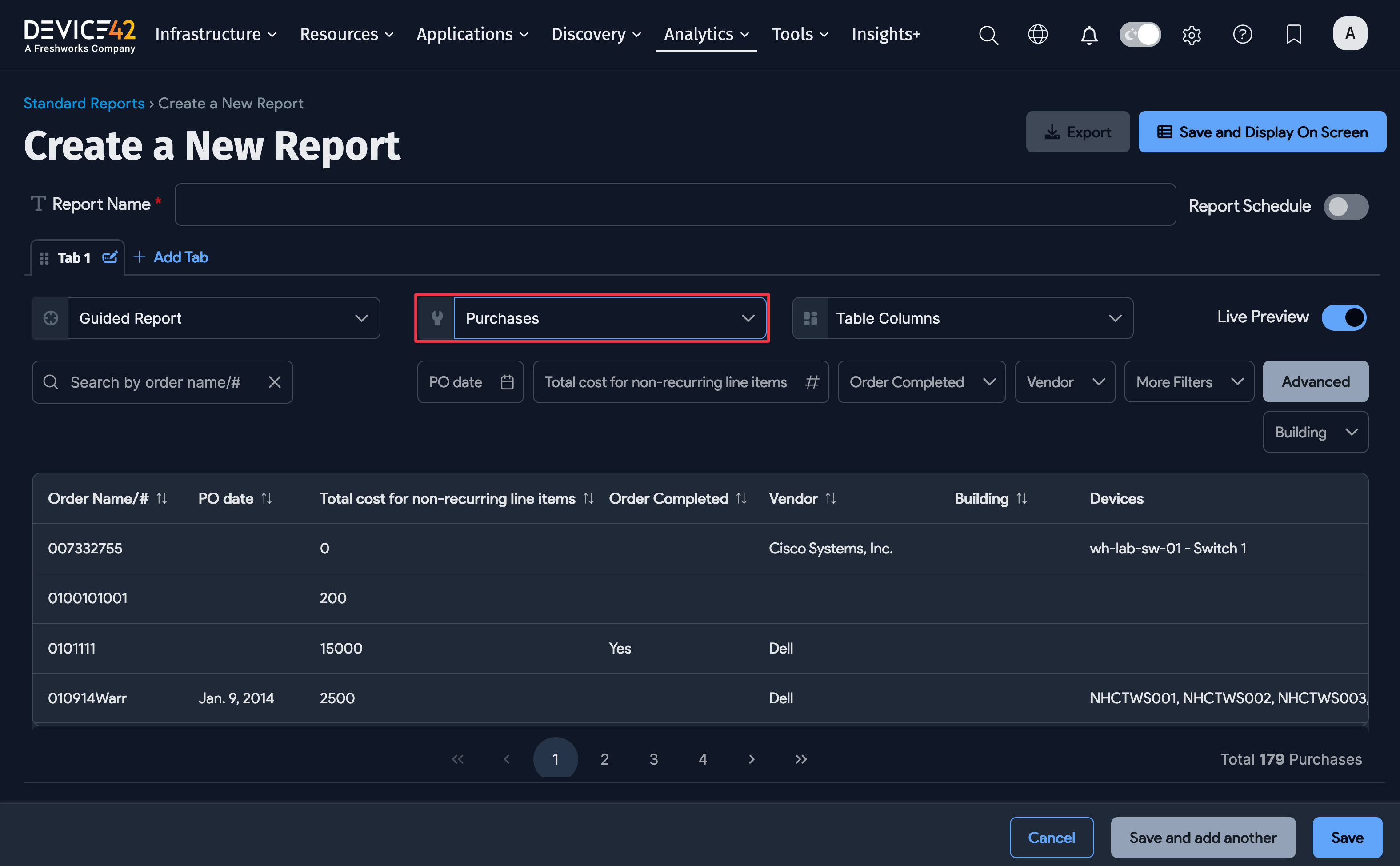 Create new Standard Report