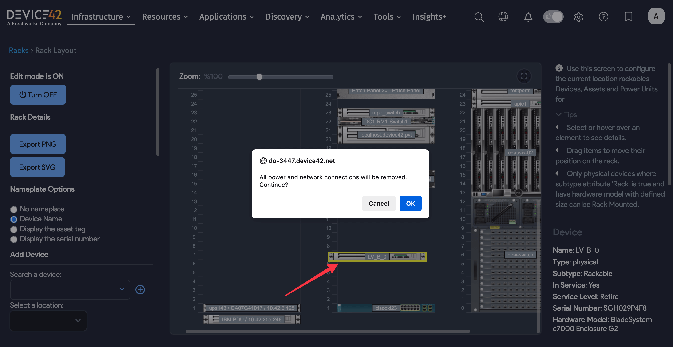 Moving devices between racks