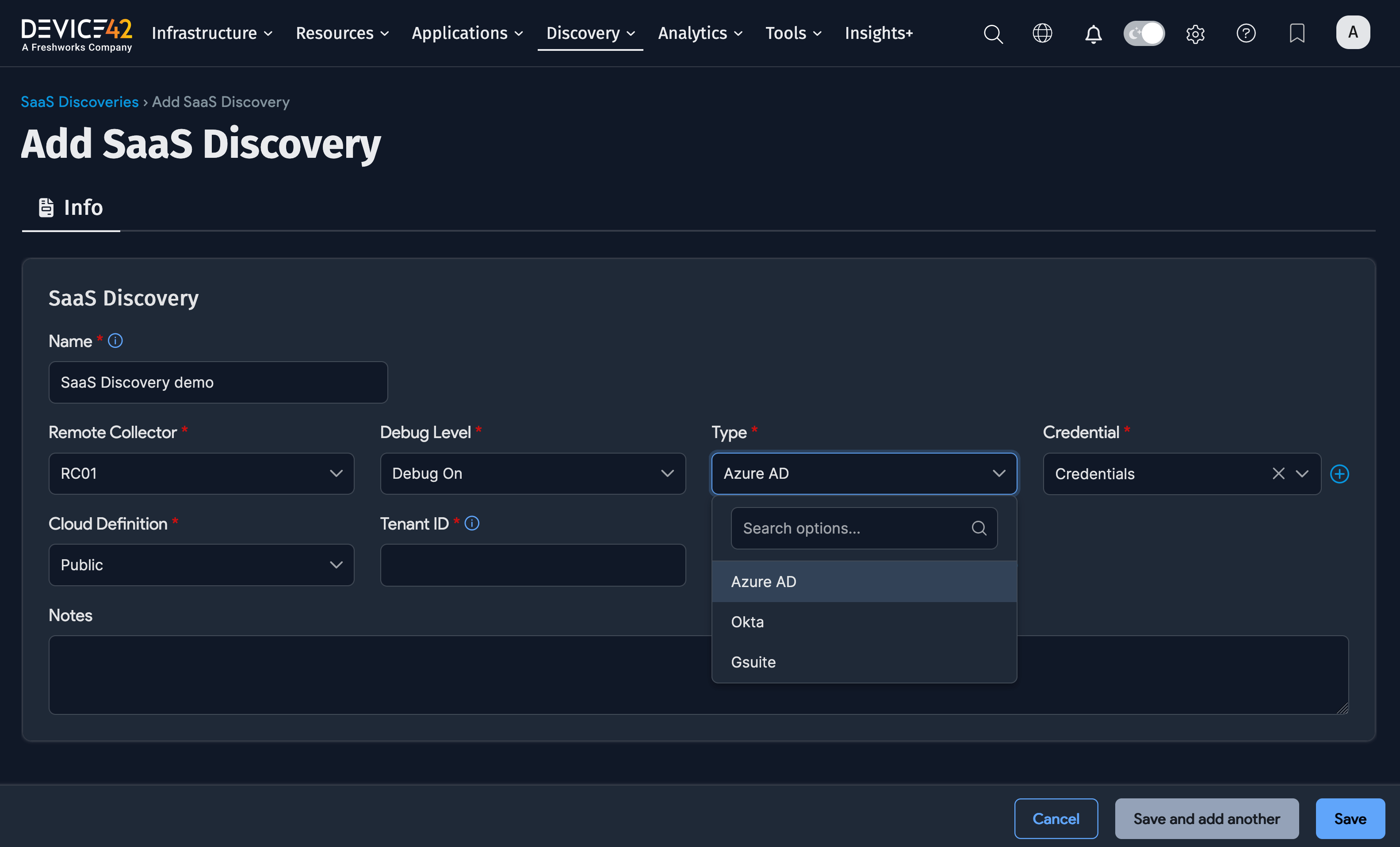 SaaS discovery job form
