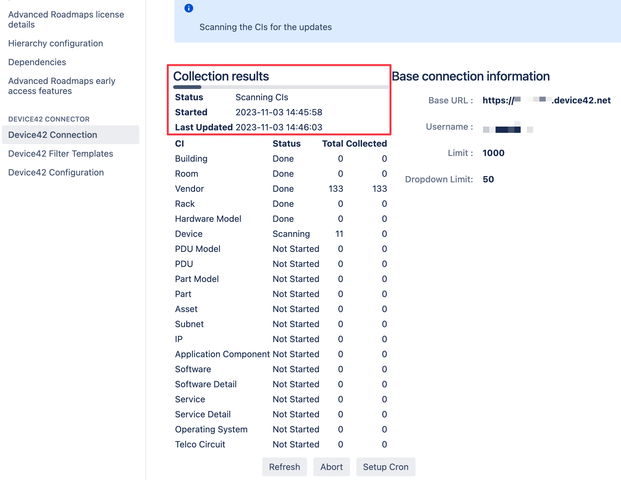 Statistics when scan in progress