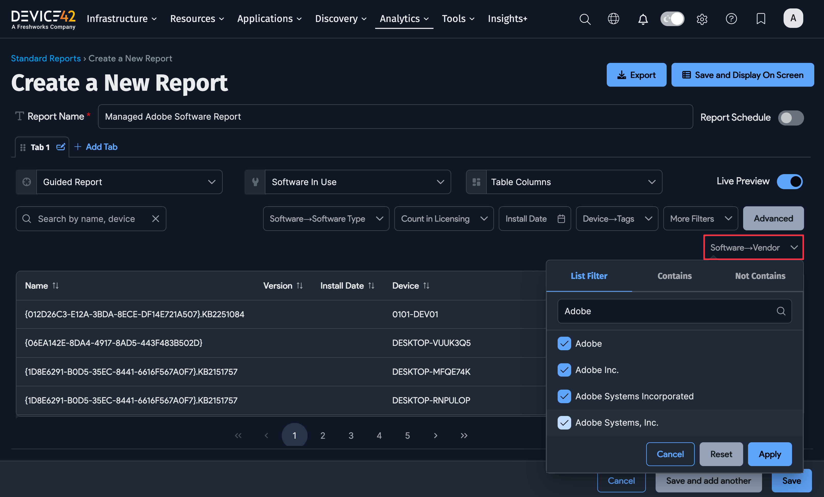 Search and select vendors