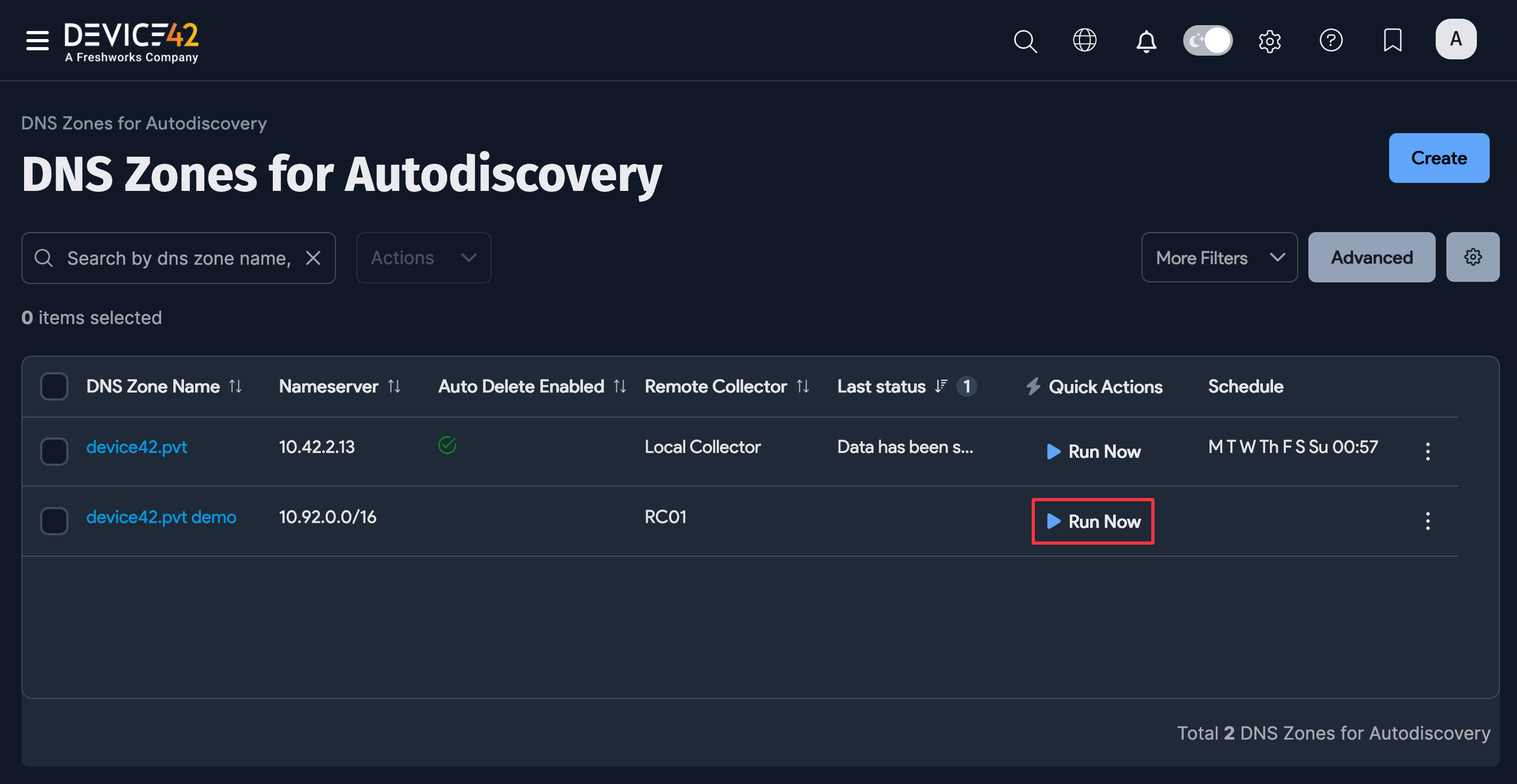 Run Now job details page