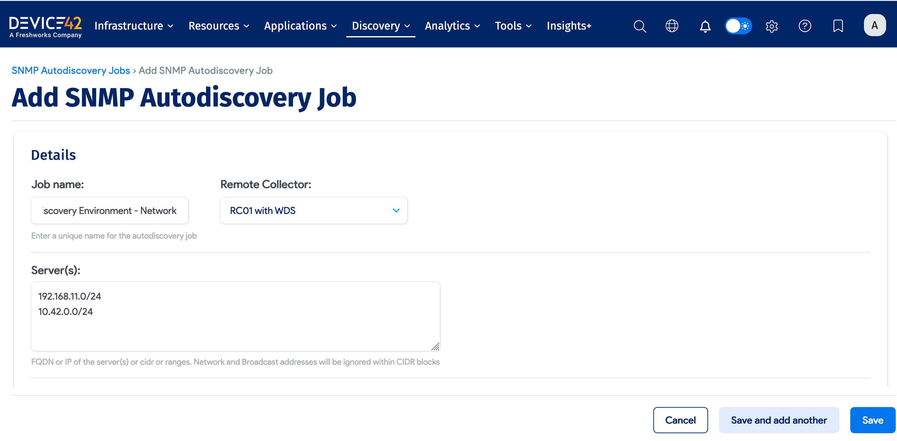 Create the autodiscovery job