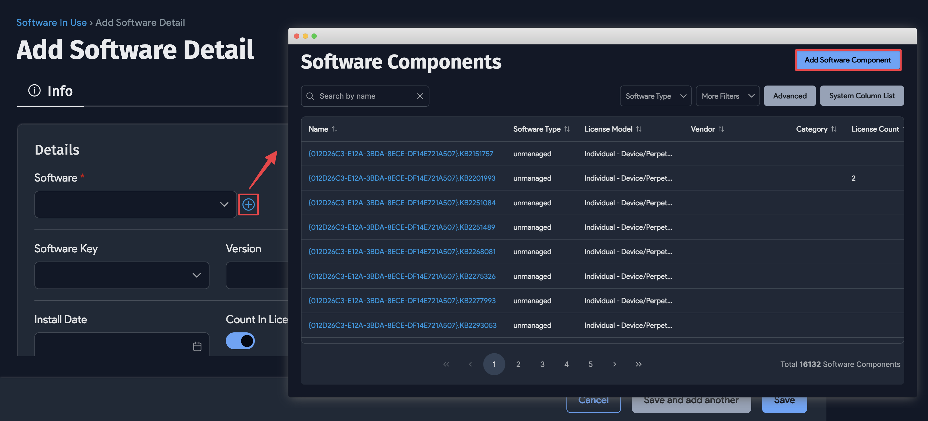 Select software component