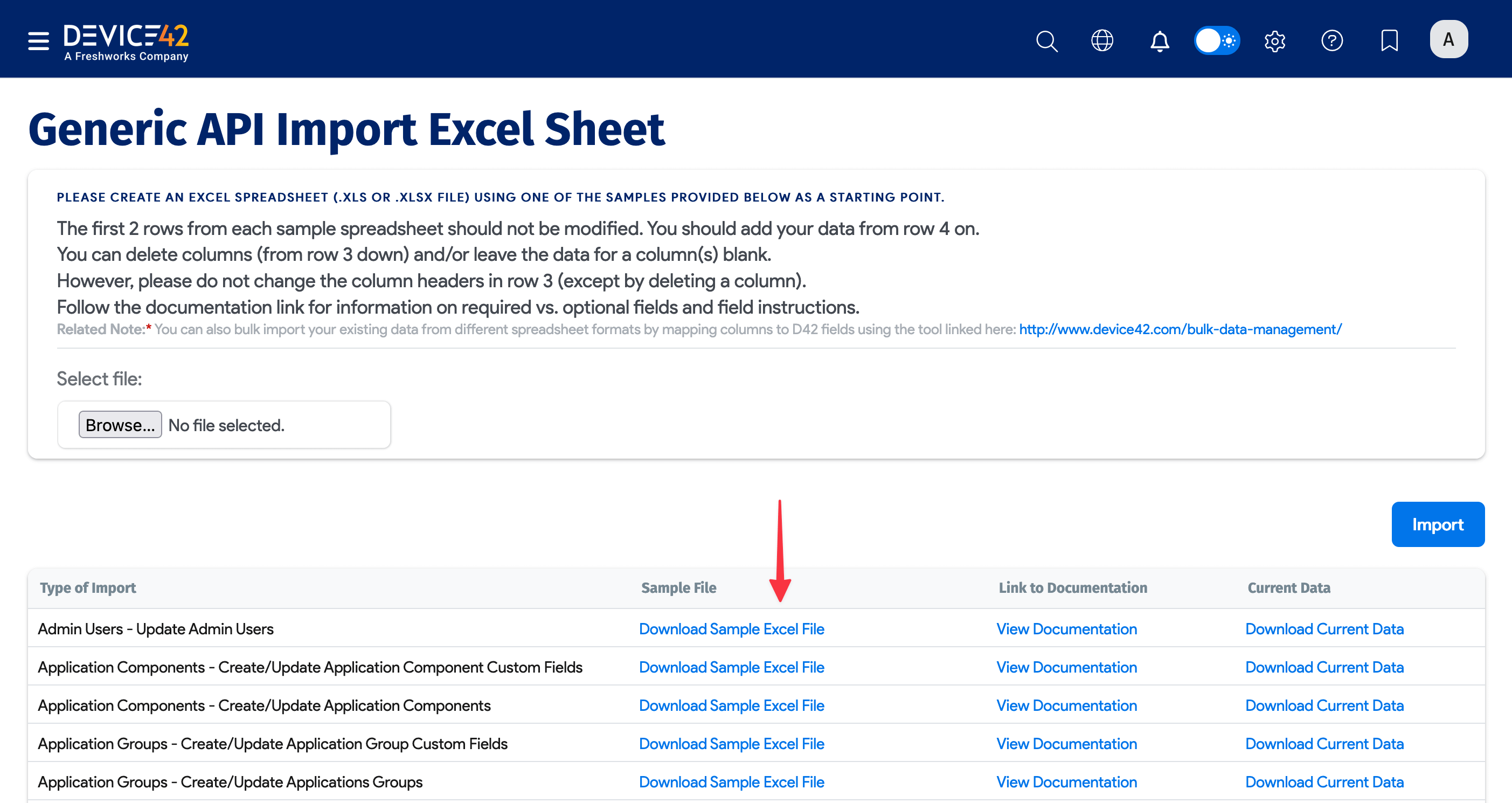 Sample spreadsheet links