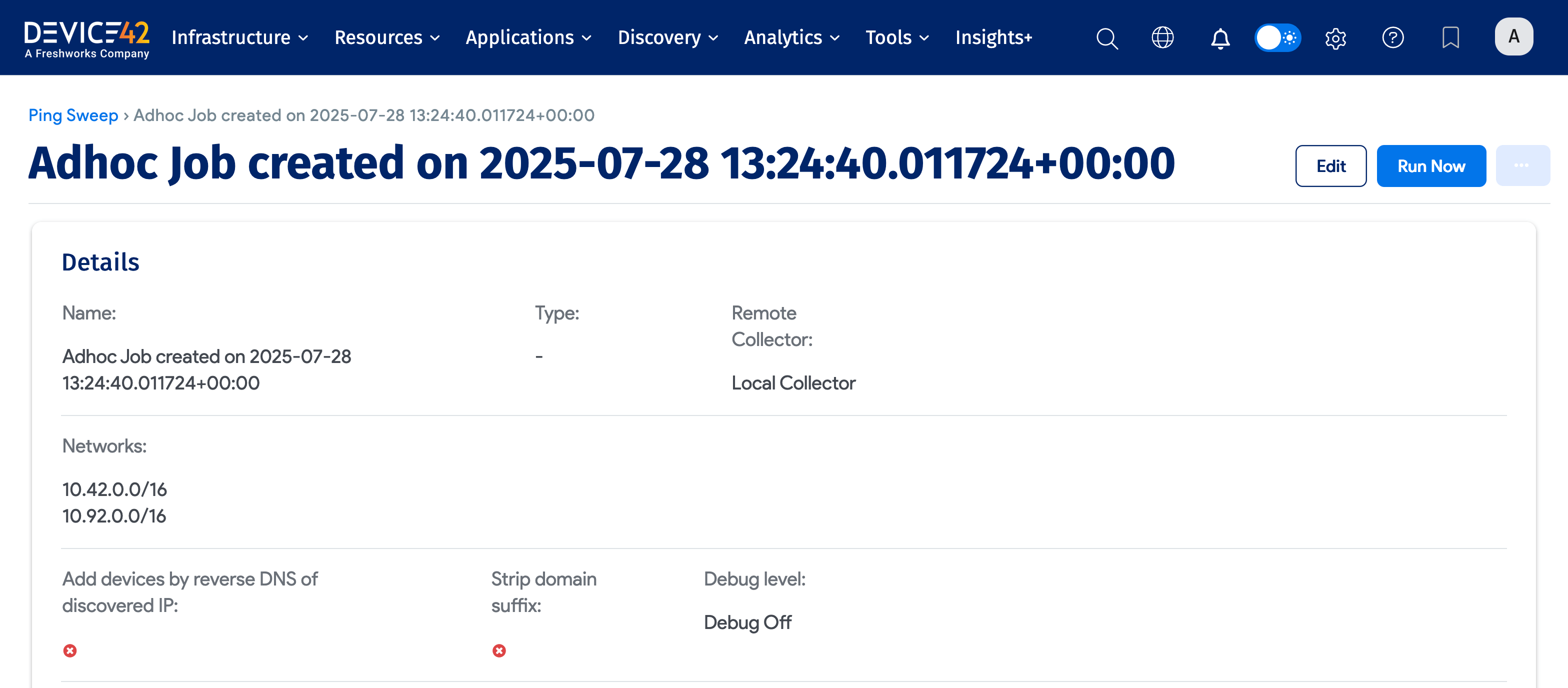 View Adhoc ping sweep