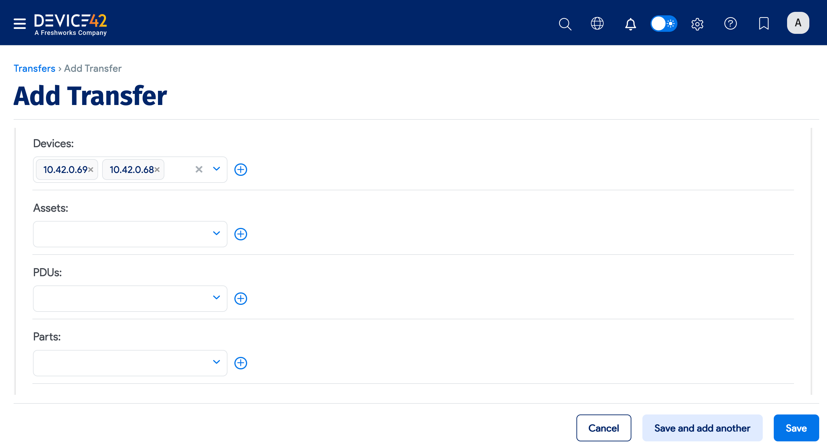 Add Transfer objects