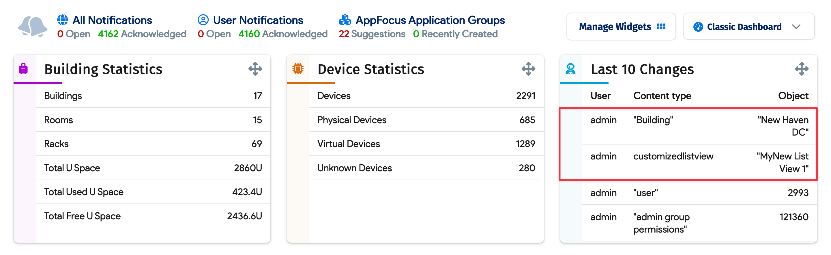 Buildings list page with new data