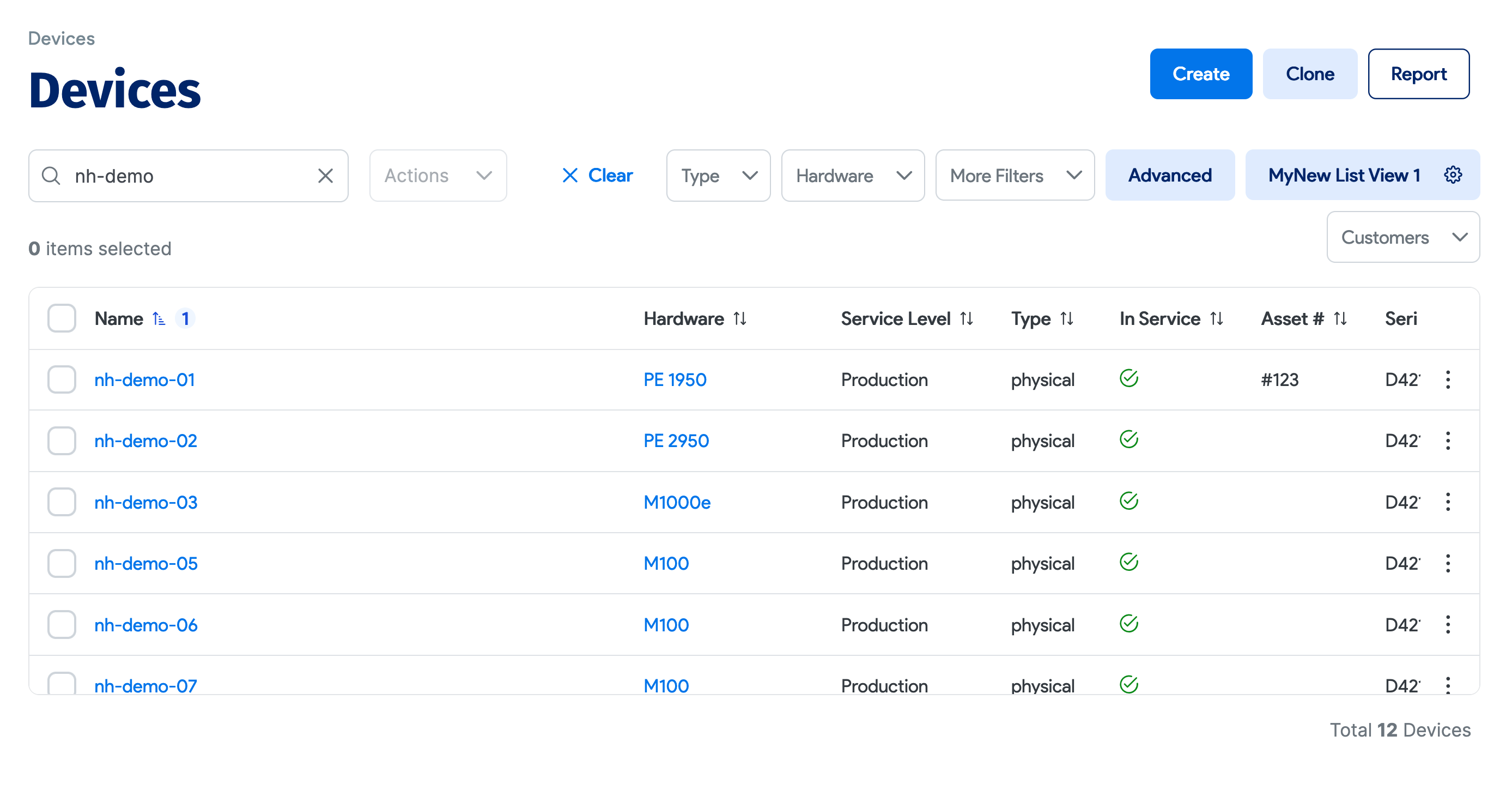 New devices added on the list page