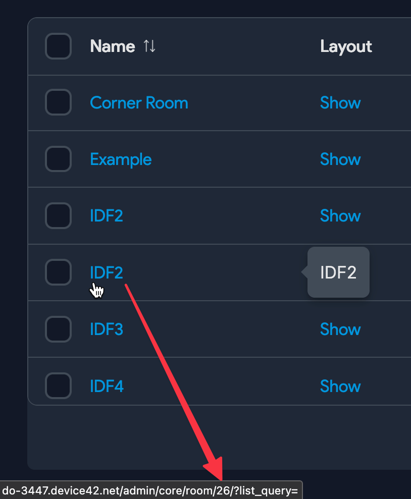 Hover over room name