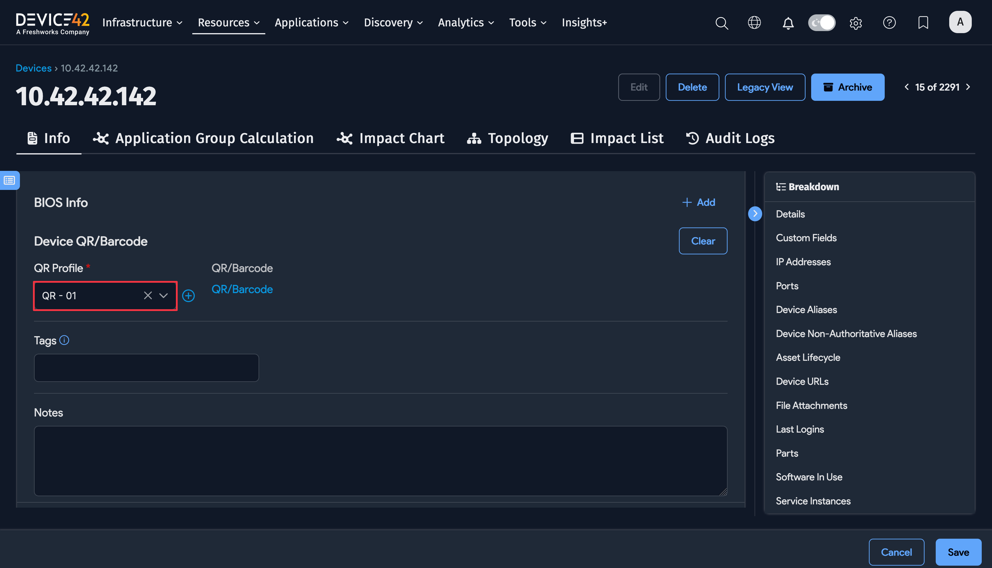 Assigning QR profiles