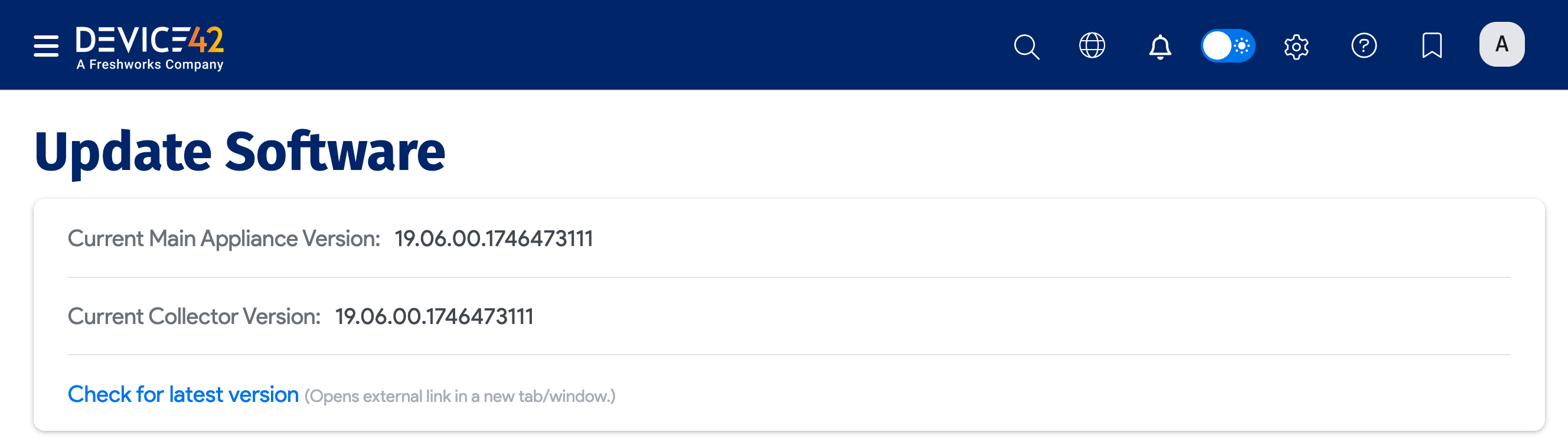Update settings page