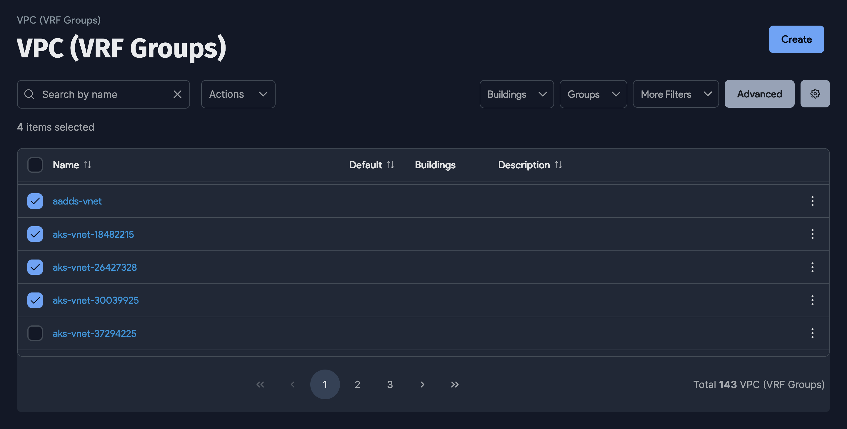 Select VRF group to view