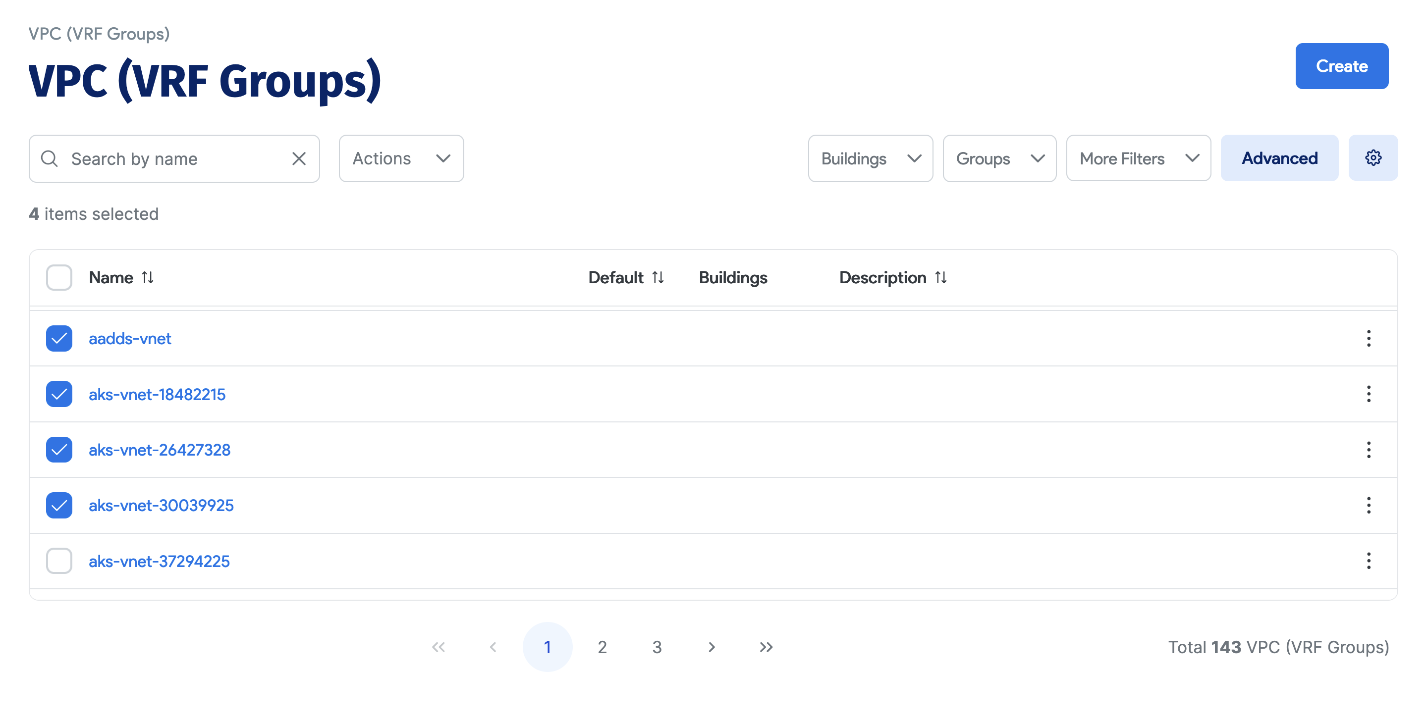 Select VRF group to view