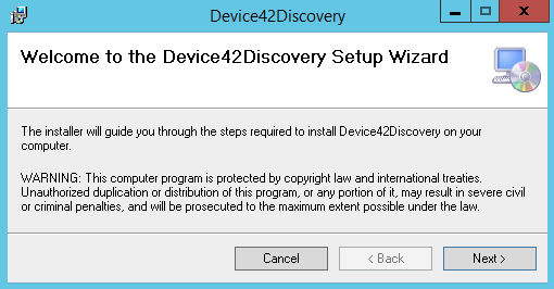 Welcome Device42Discovery Setup Wizard