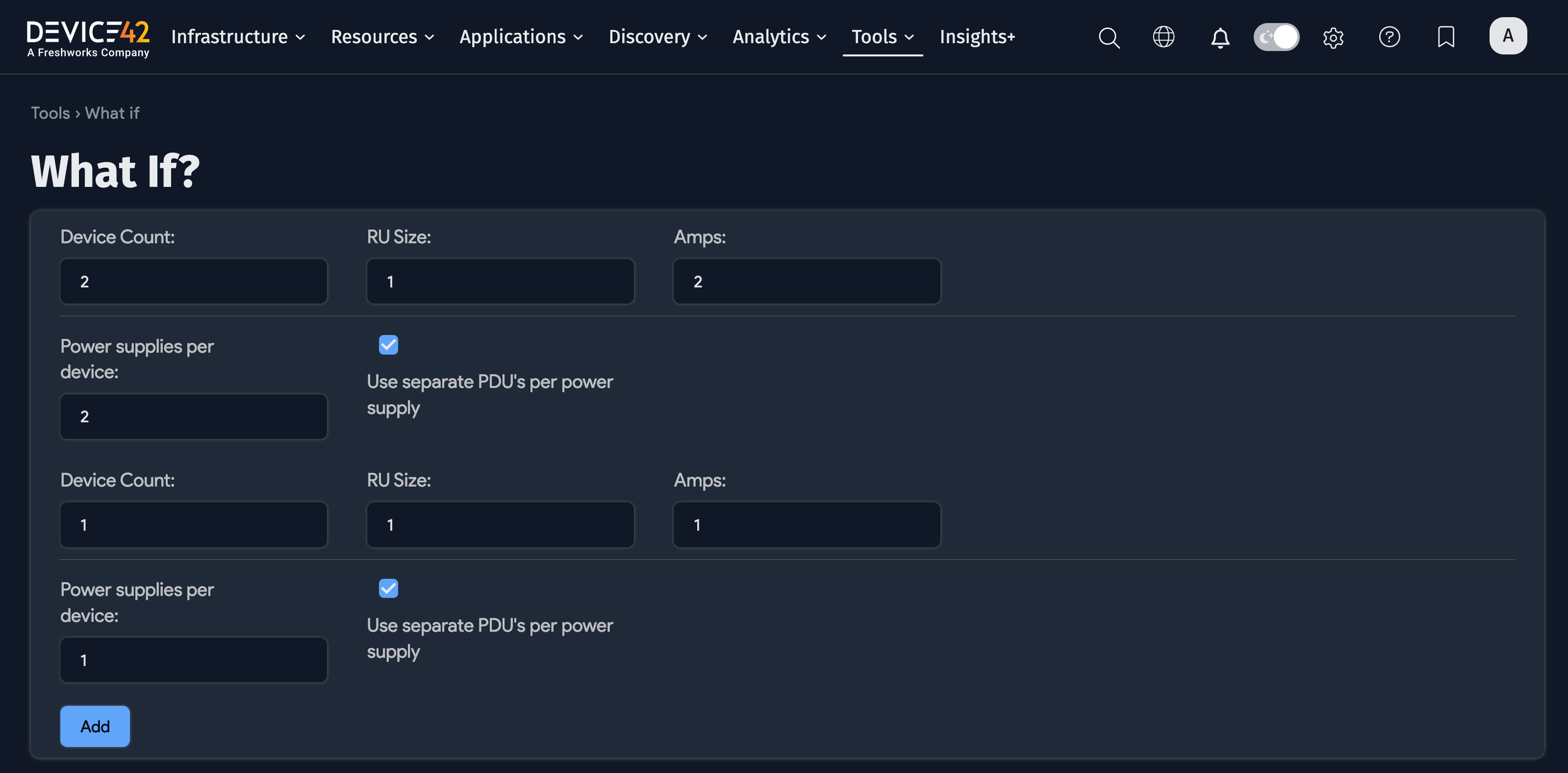 Device configuration form