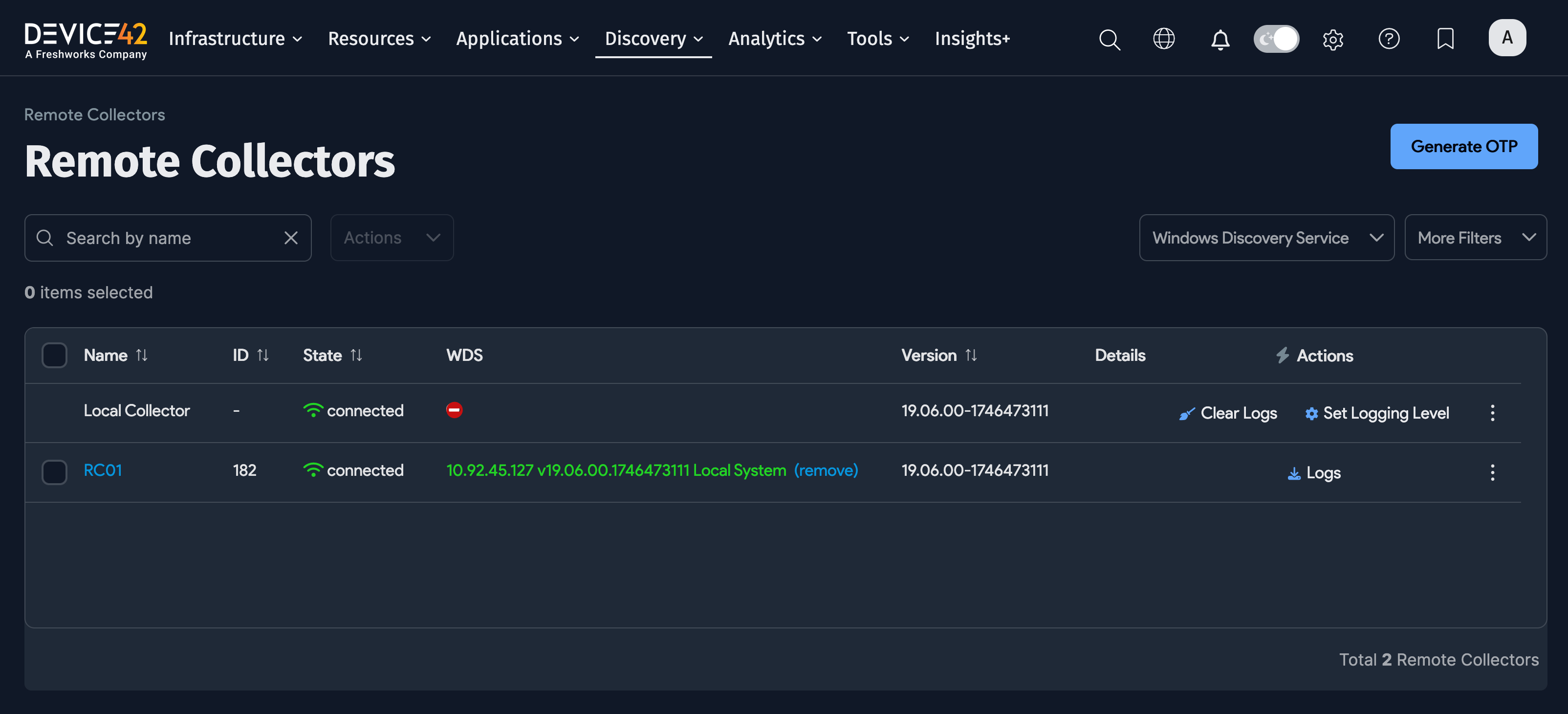 Running and connected WDS in list page