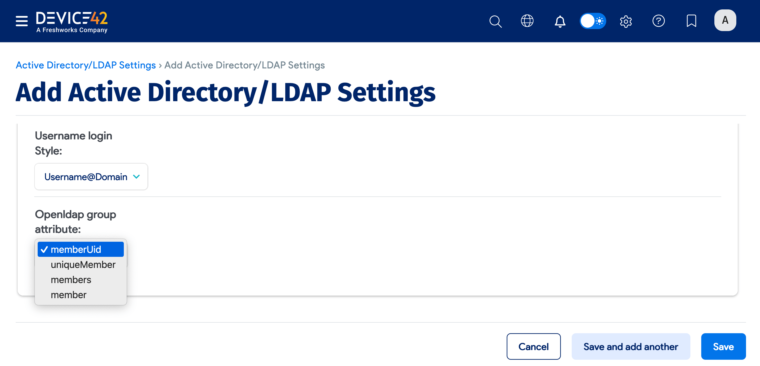 Active Directory/LDAP Settings list page