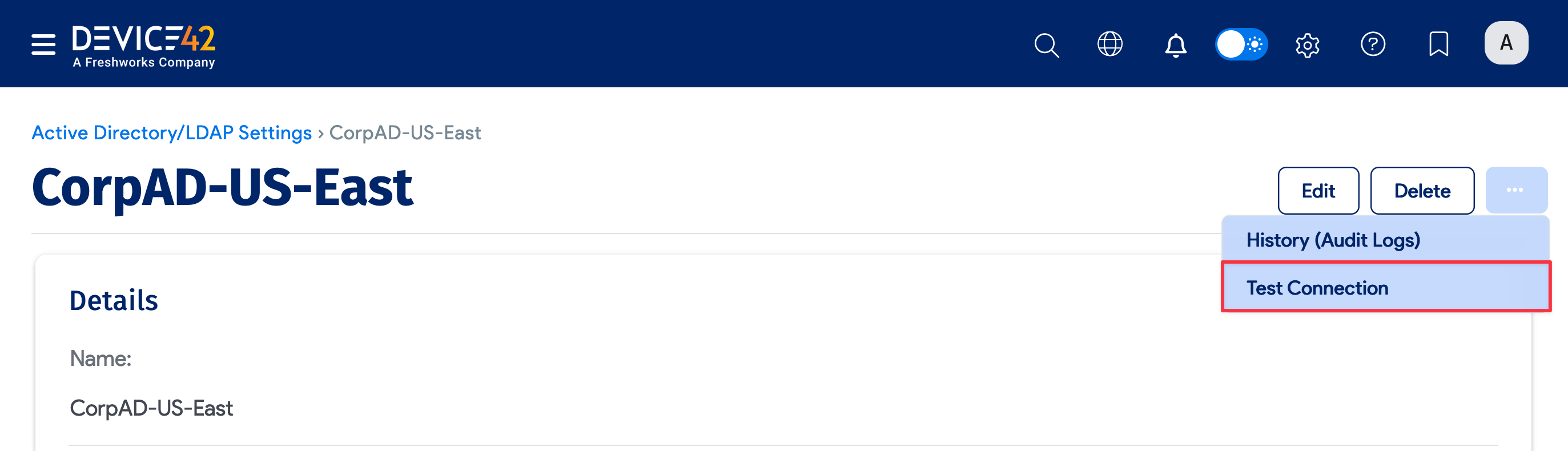 Active Directory/LDAP Settings list page