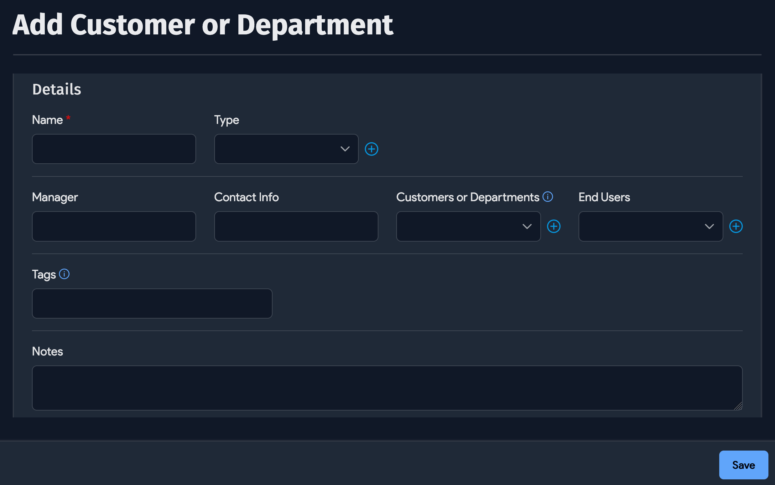 Departments for End Users
