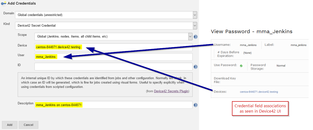 add D42 credential fields