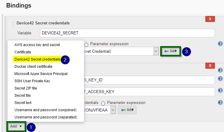 Add a Device42 credential variable to Jenkins