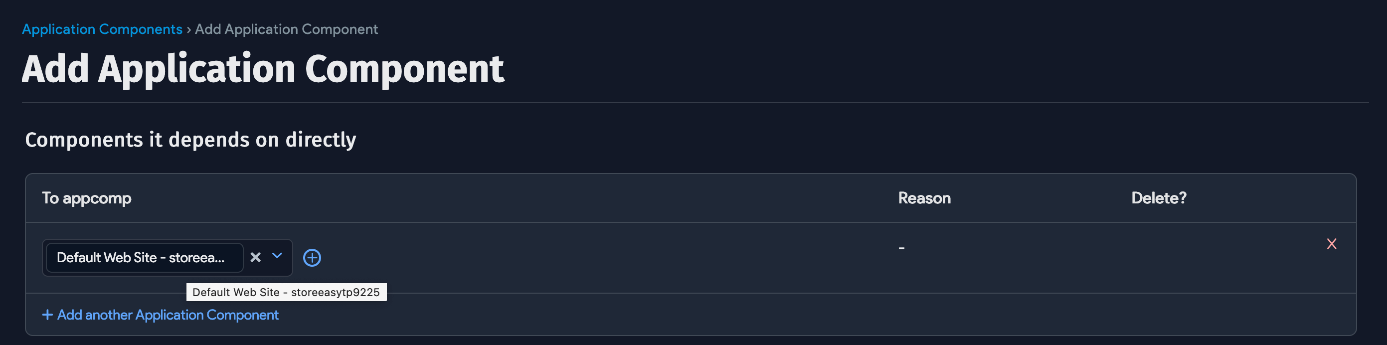 Defining an exchange server component bottom screen