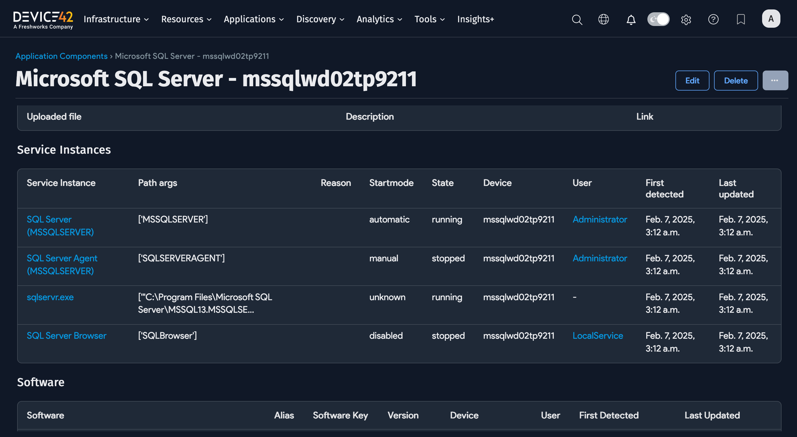 Application Components details