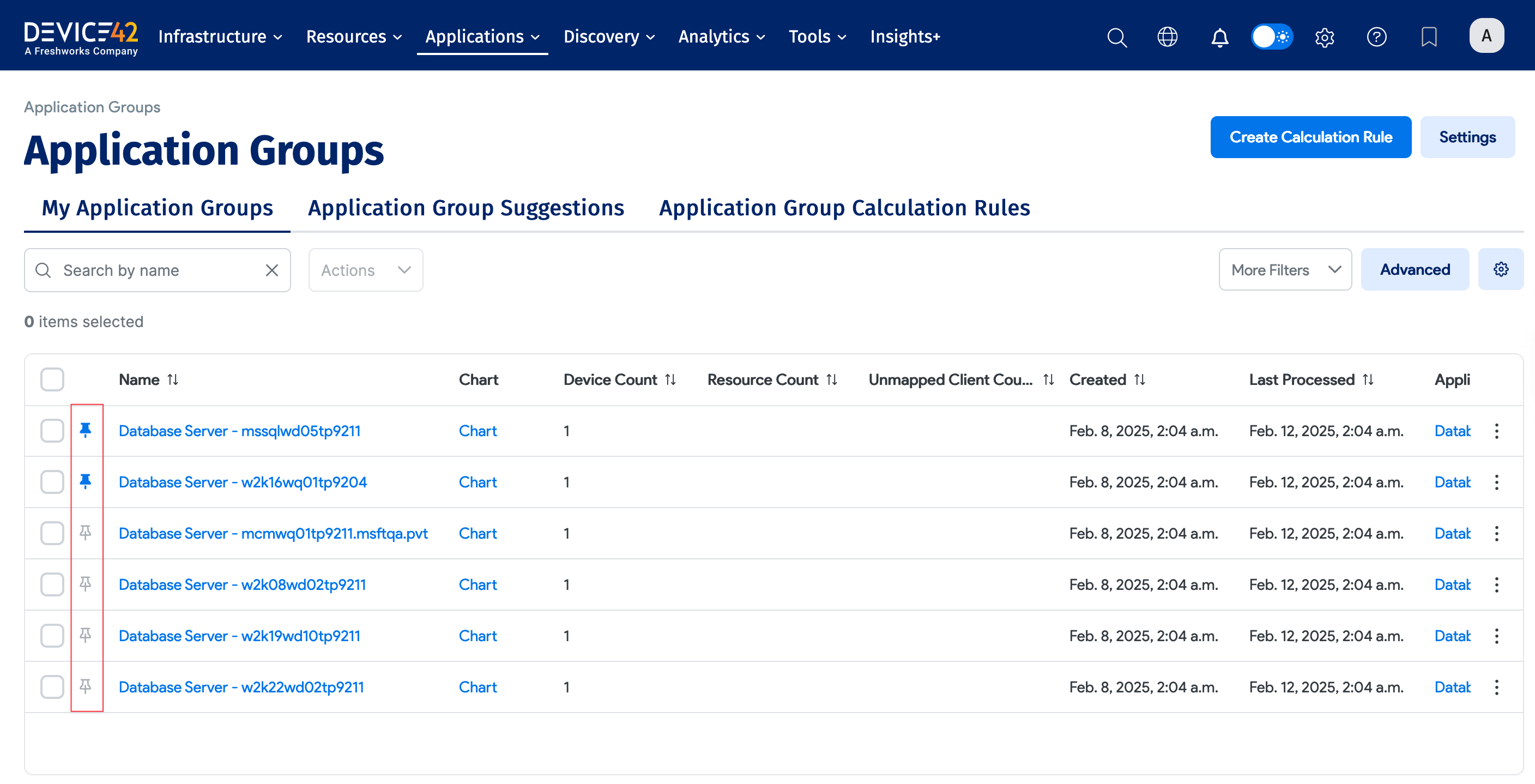 Application Group pinning