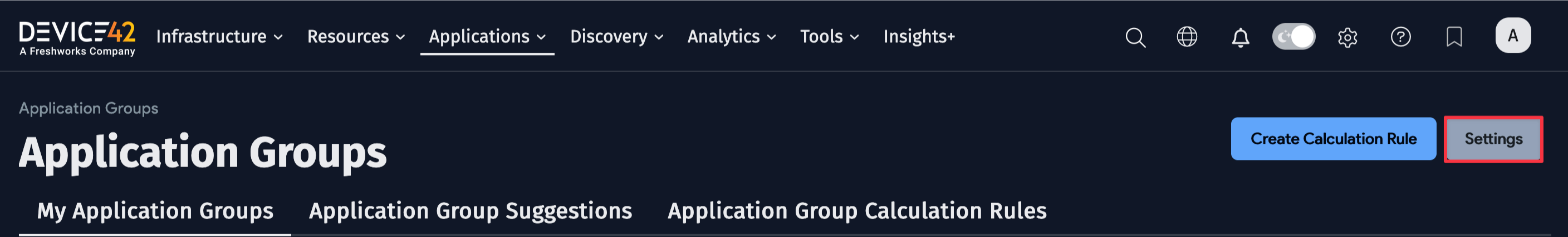 Run Application Group from the ellipsis menu