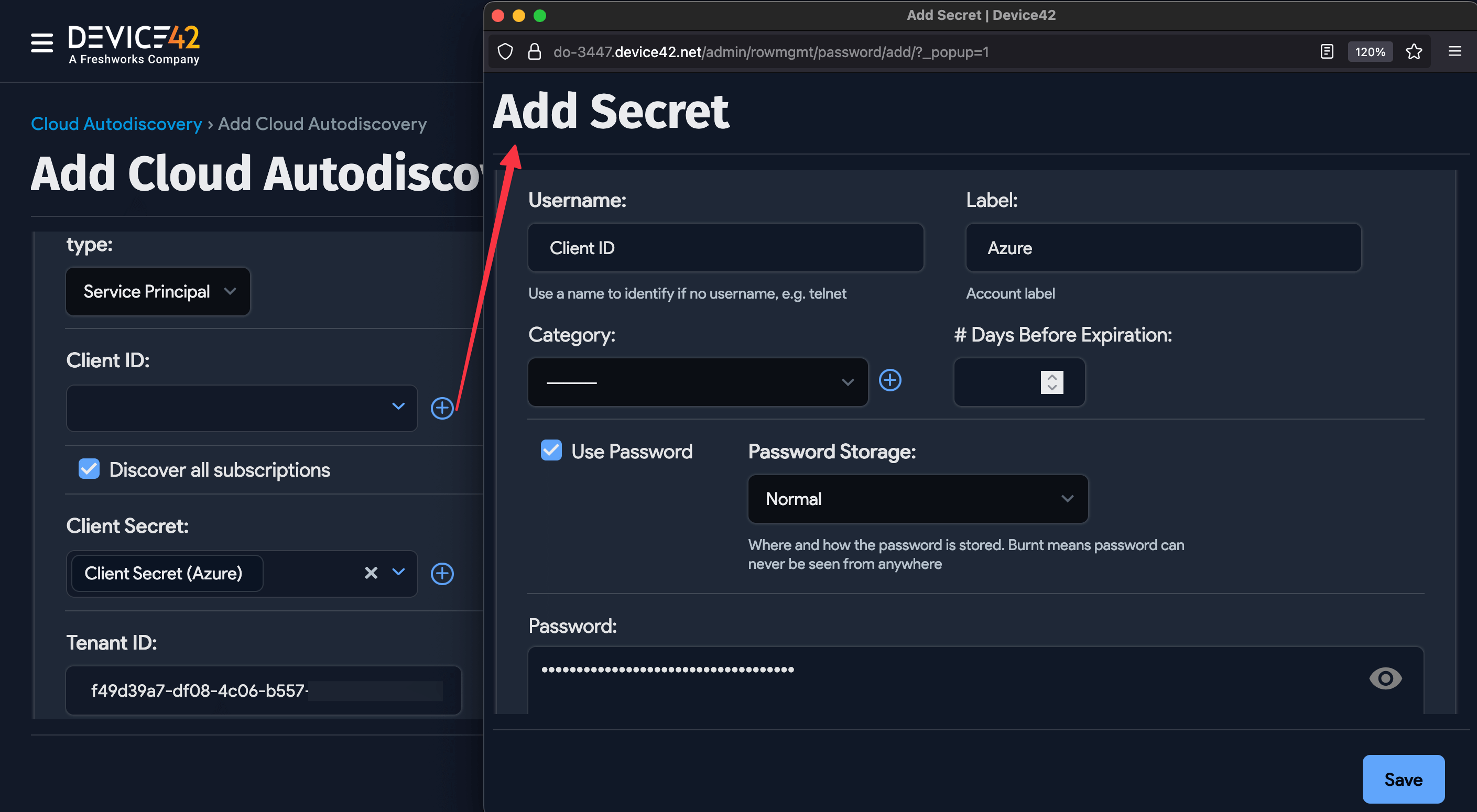 Add Azure credentials