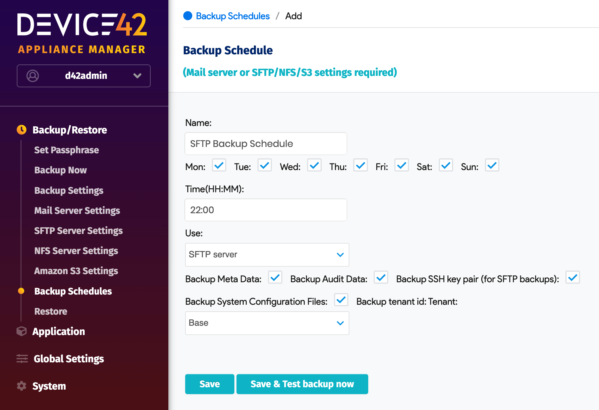 Scheduling the backup