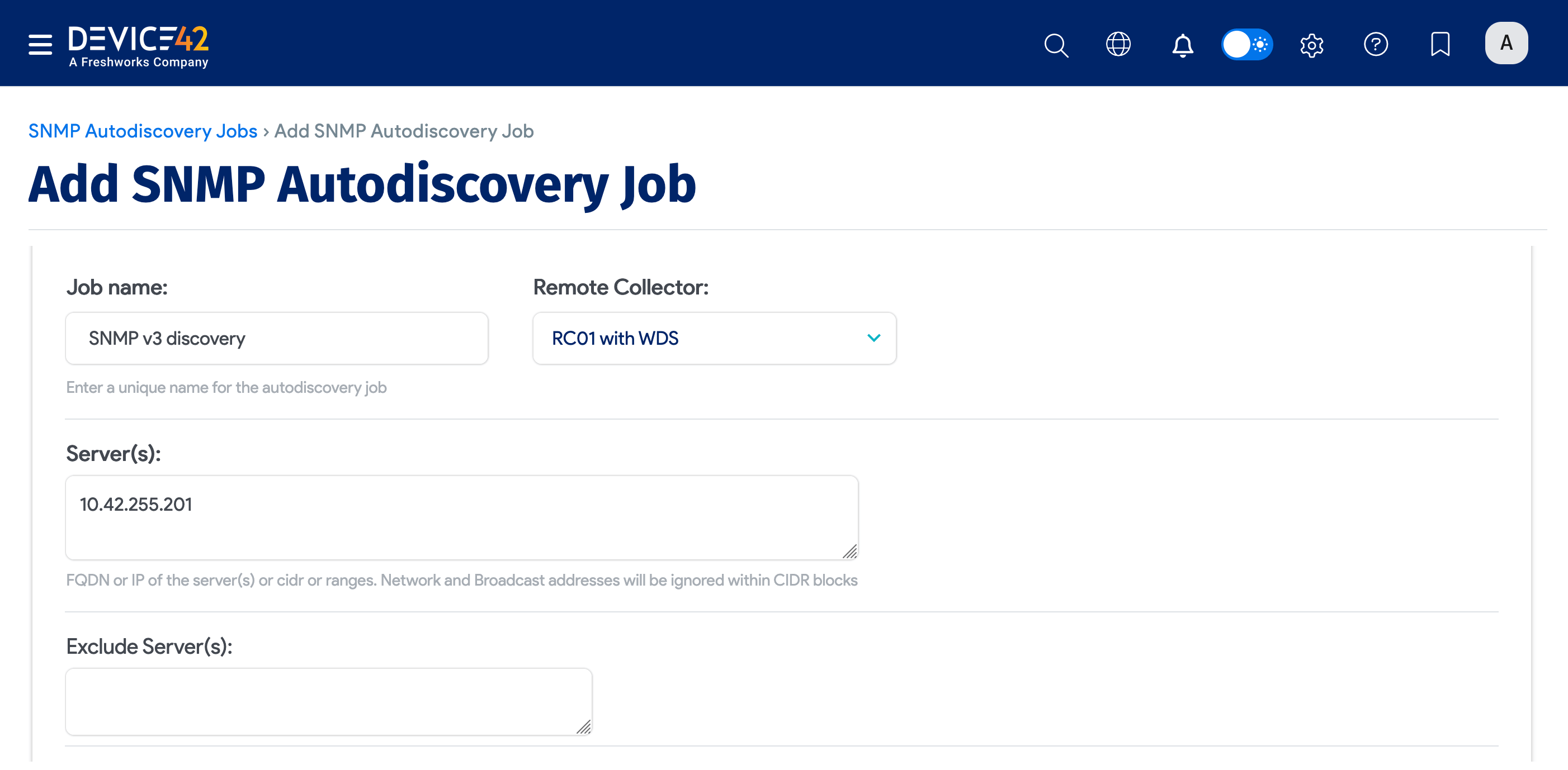 Blade system discovery job example