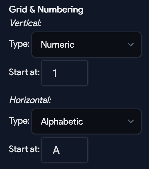 Grid and row numbering options