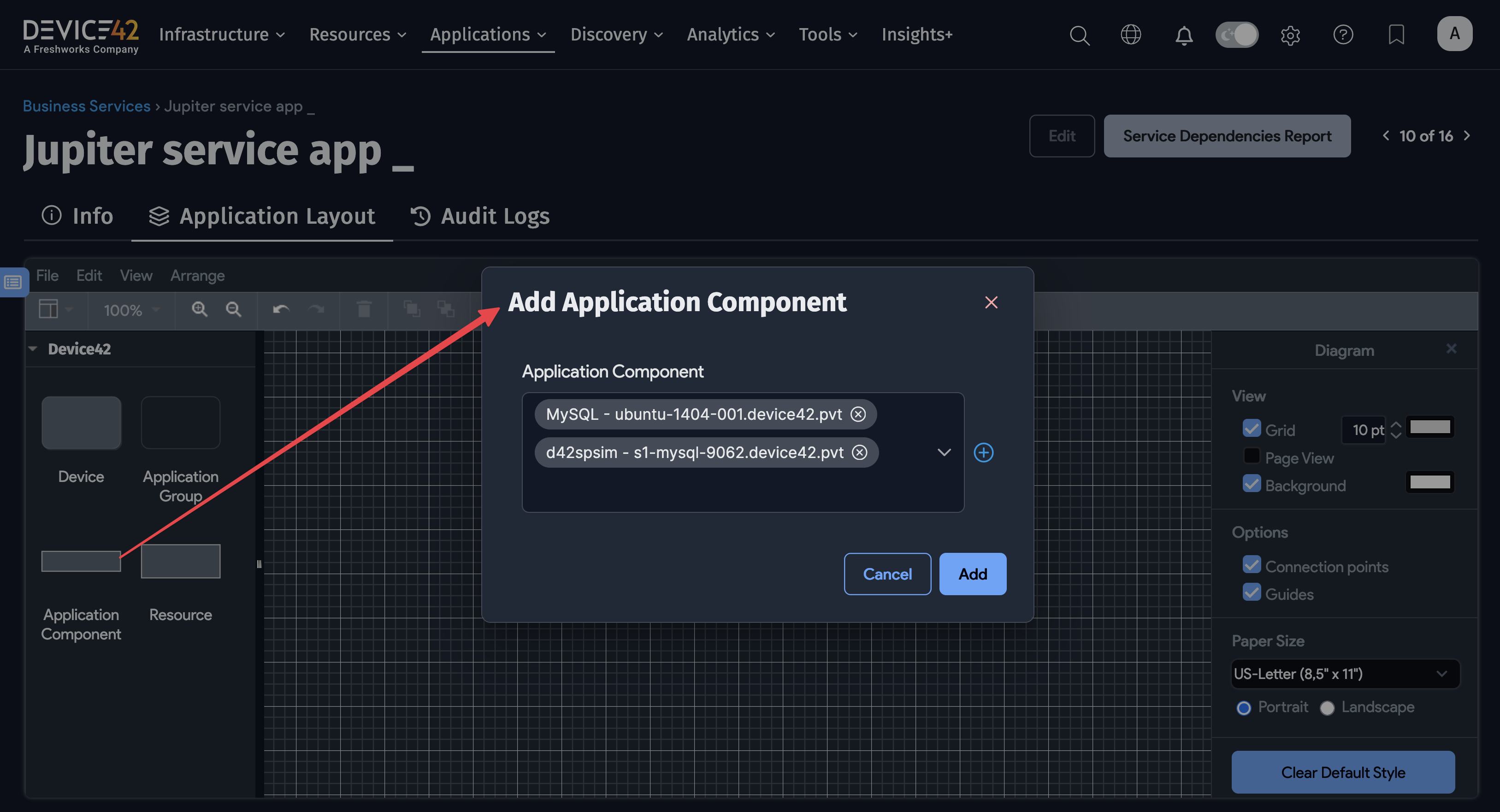 Application Component add box