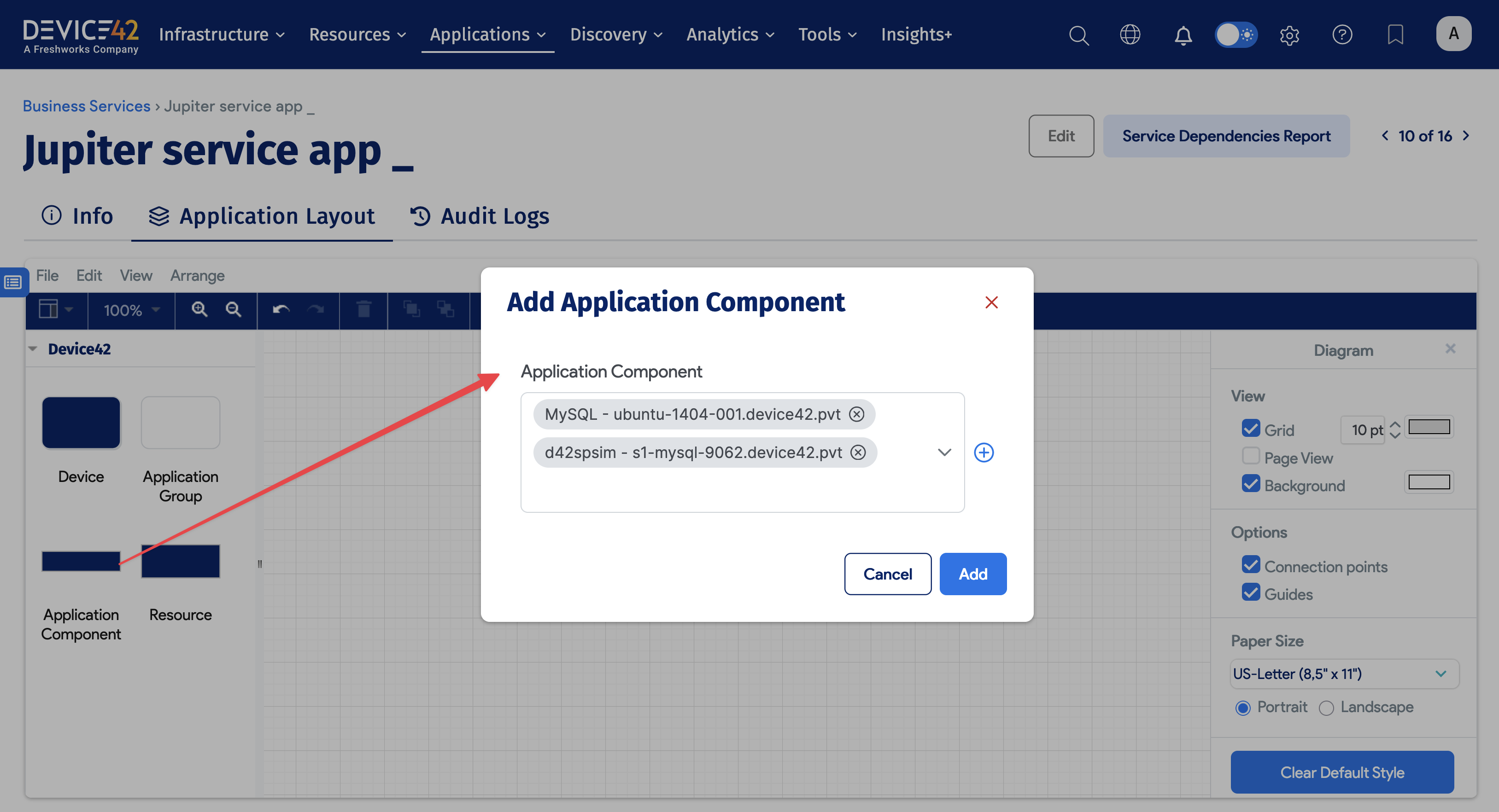 Application Component add box