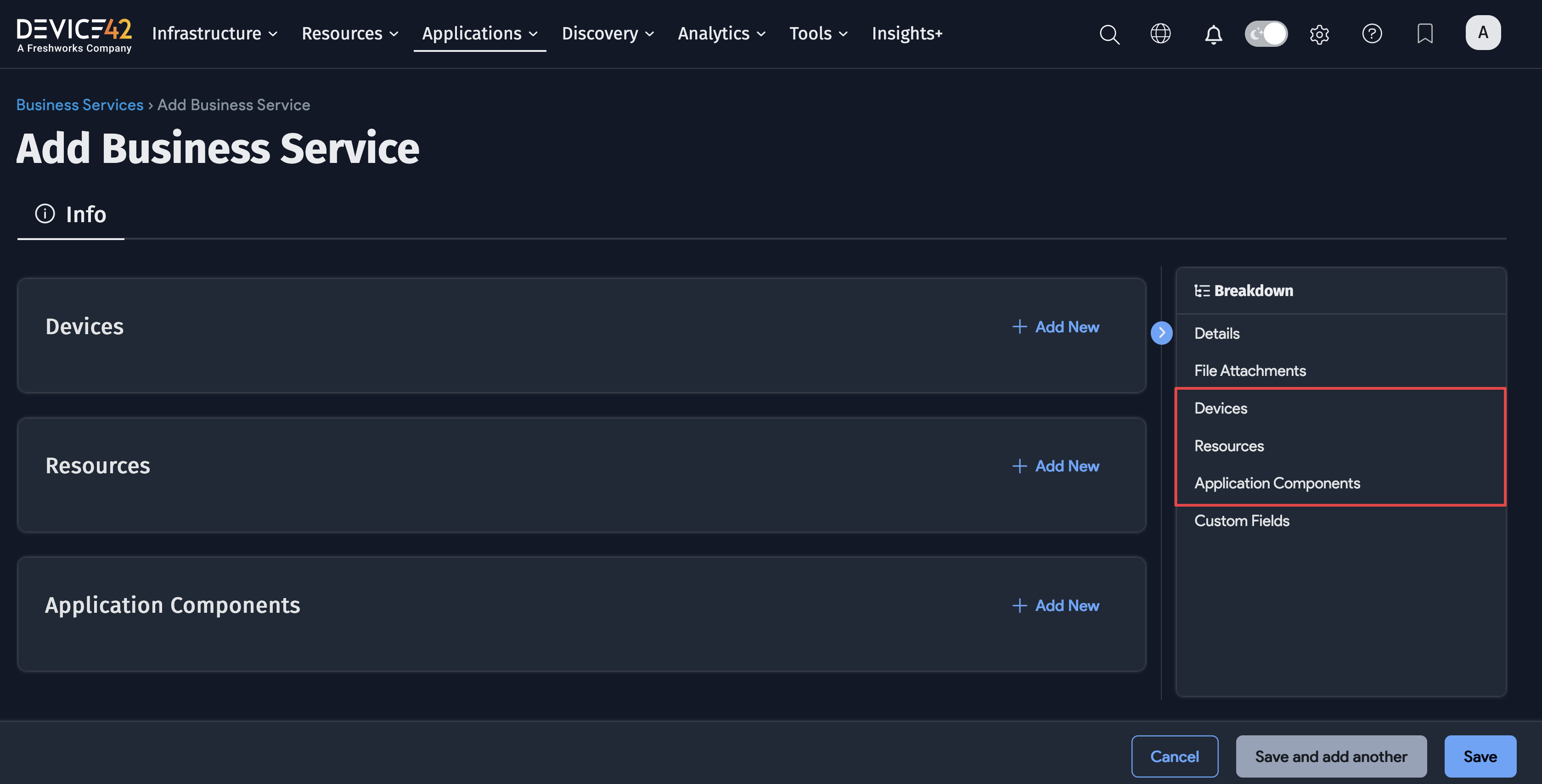 Add Resources, Devices, and App Comps