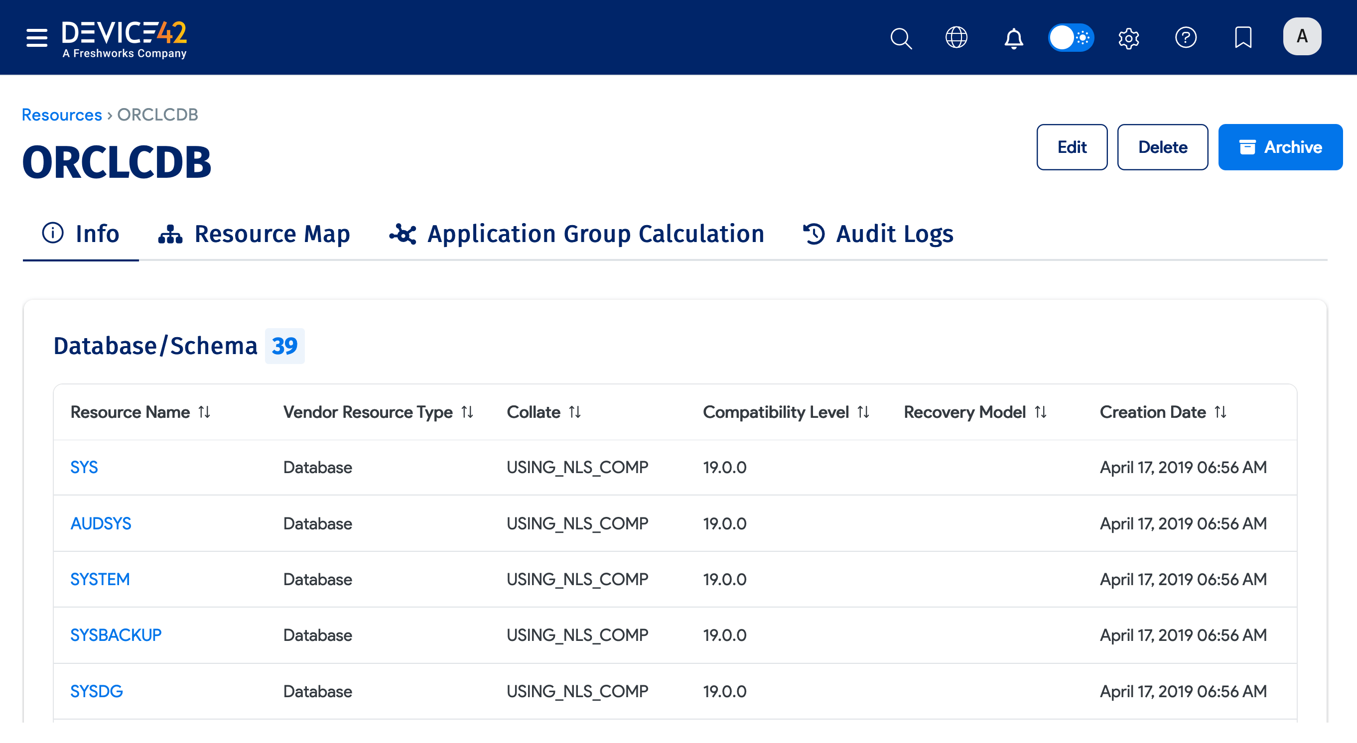 Oracle Instance details