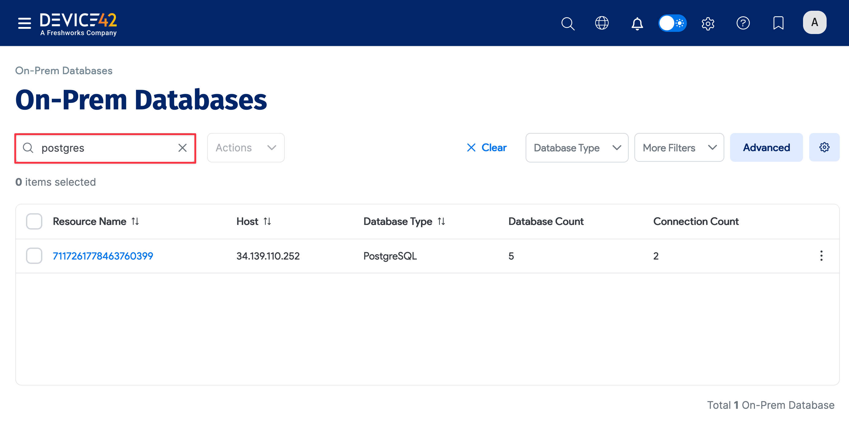 Postgres DB in Application Components