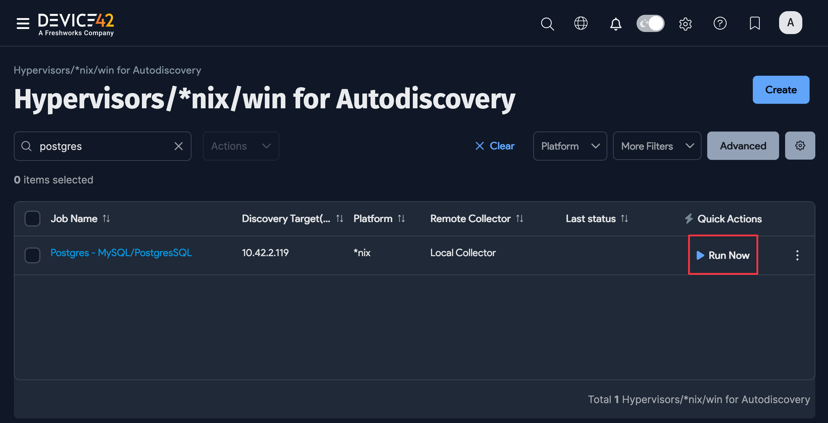 Run Postgres DB discovery job