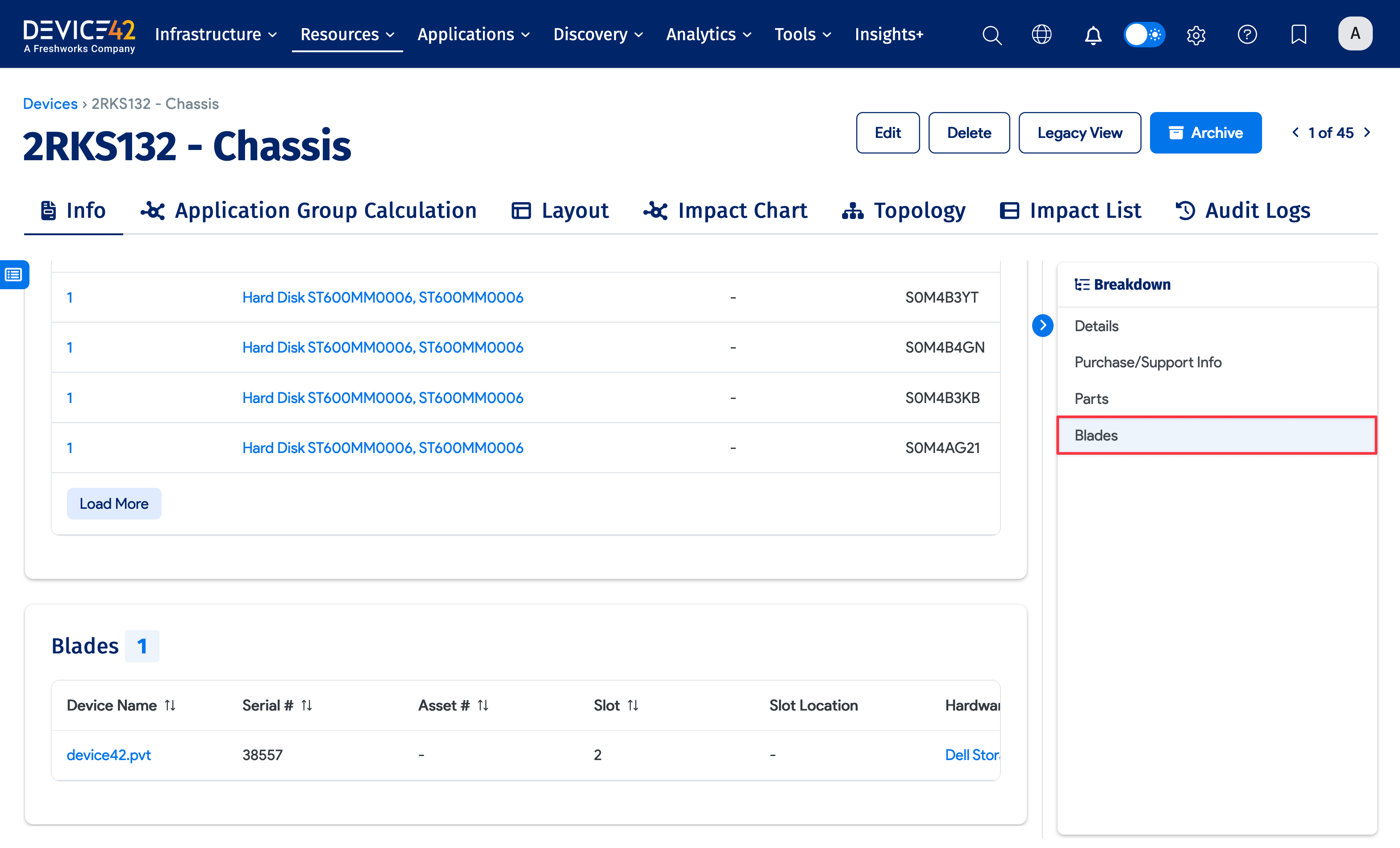 Blade tab on a blade chassis device