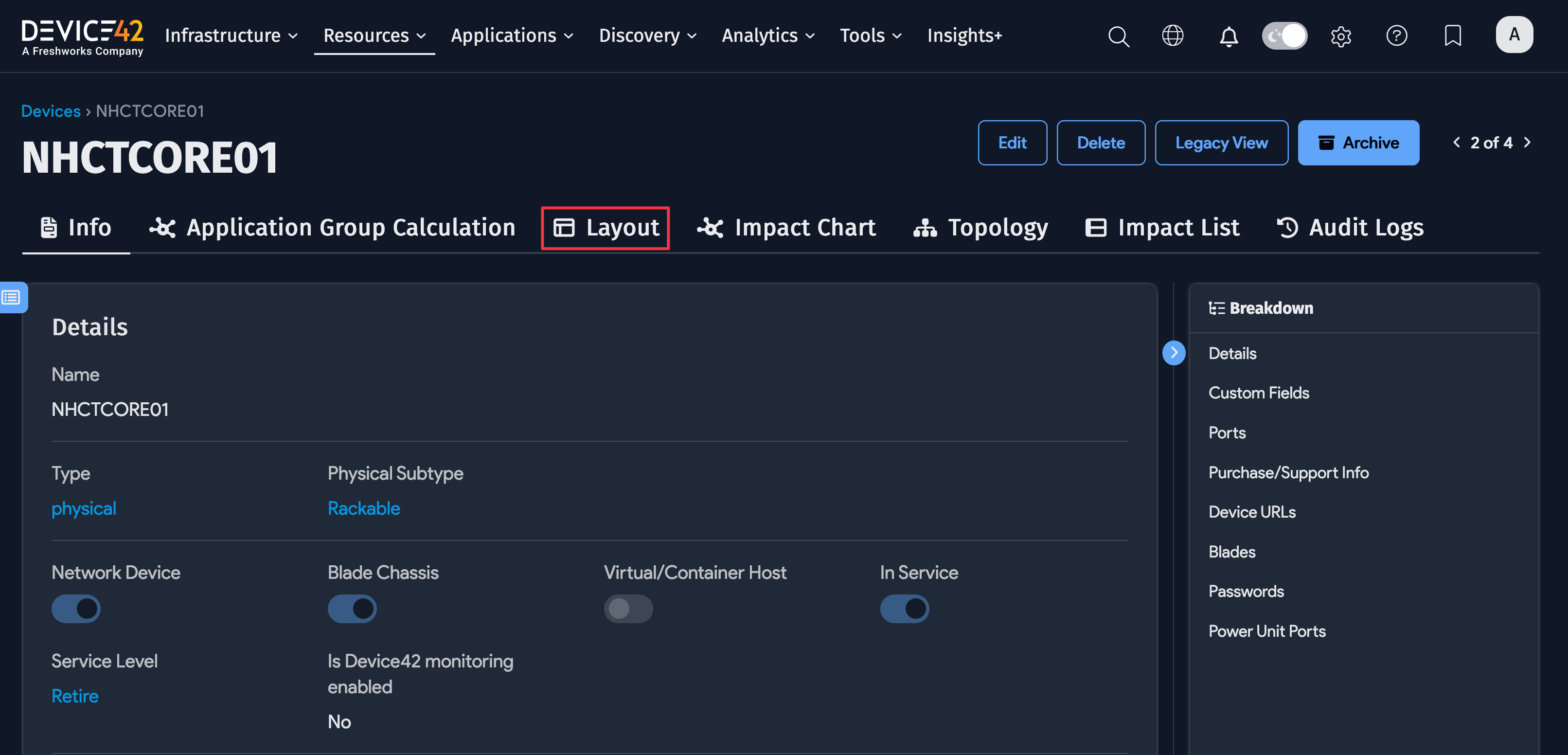 Device Layout button