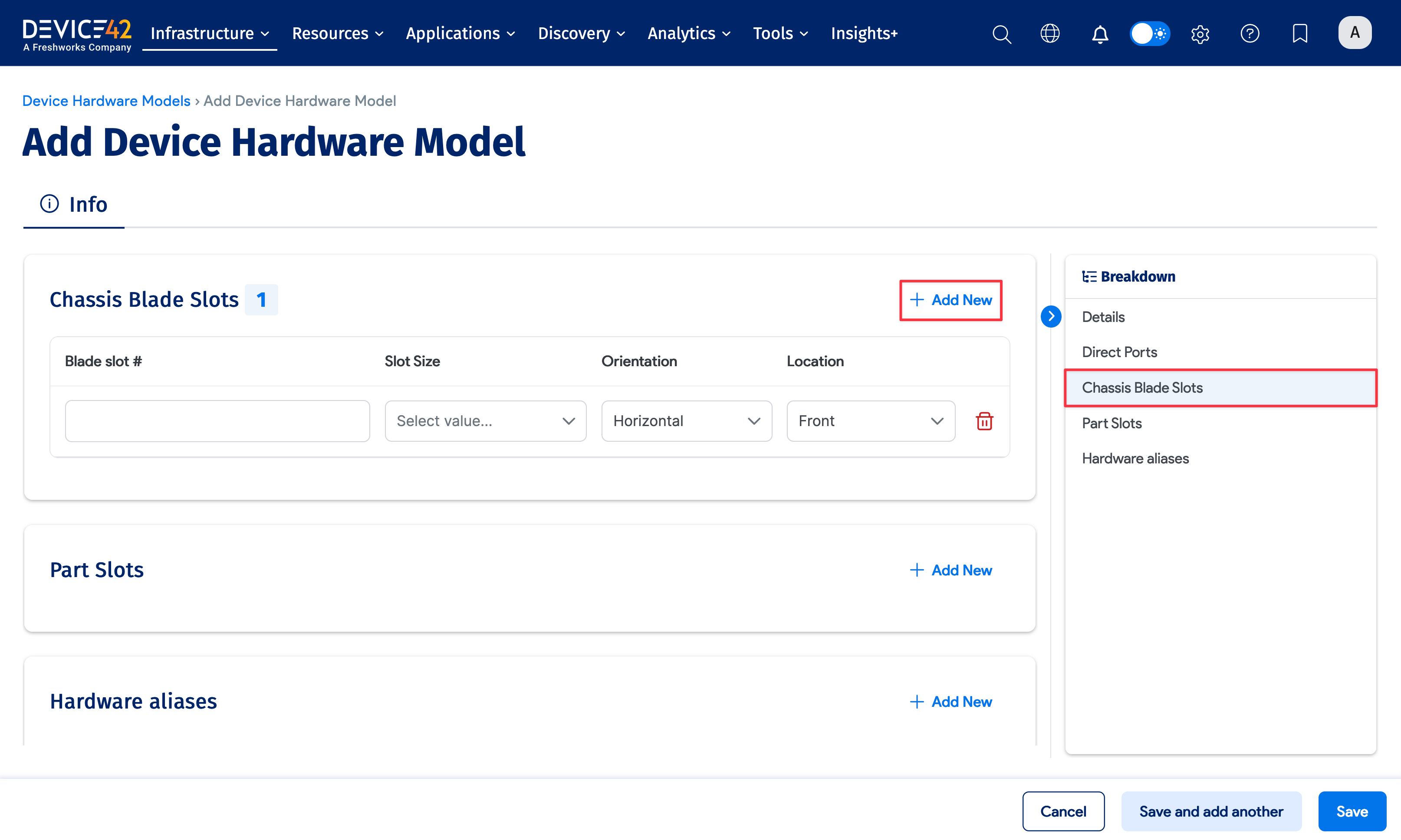 Add blade slots to chassis Hardware Model