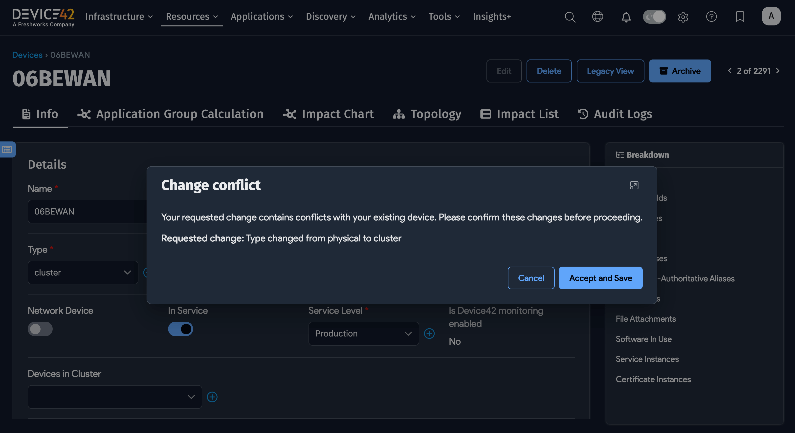 Change device type to cluster