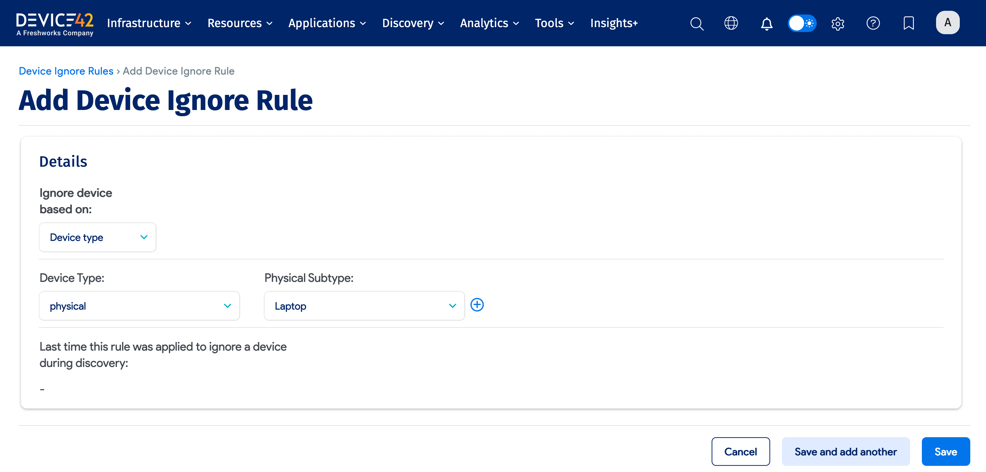 Ignore device based on: Device type